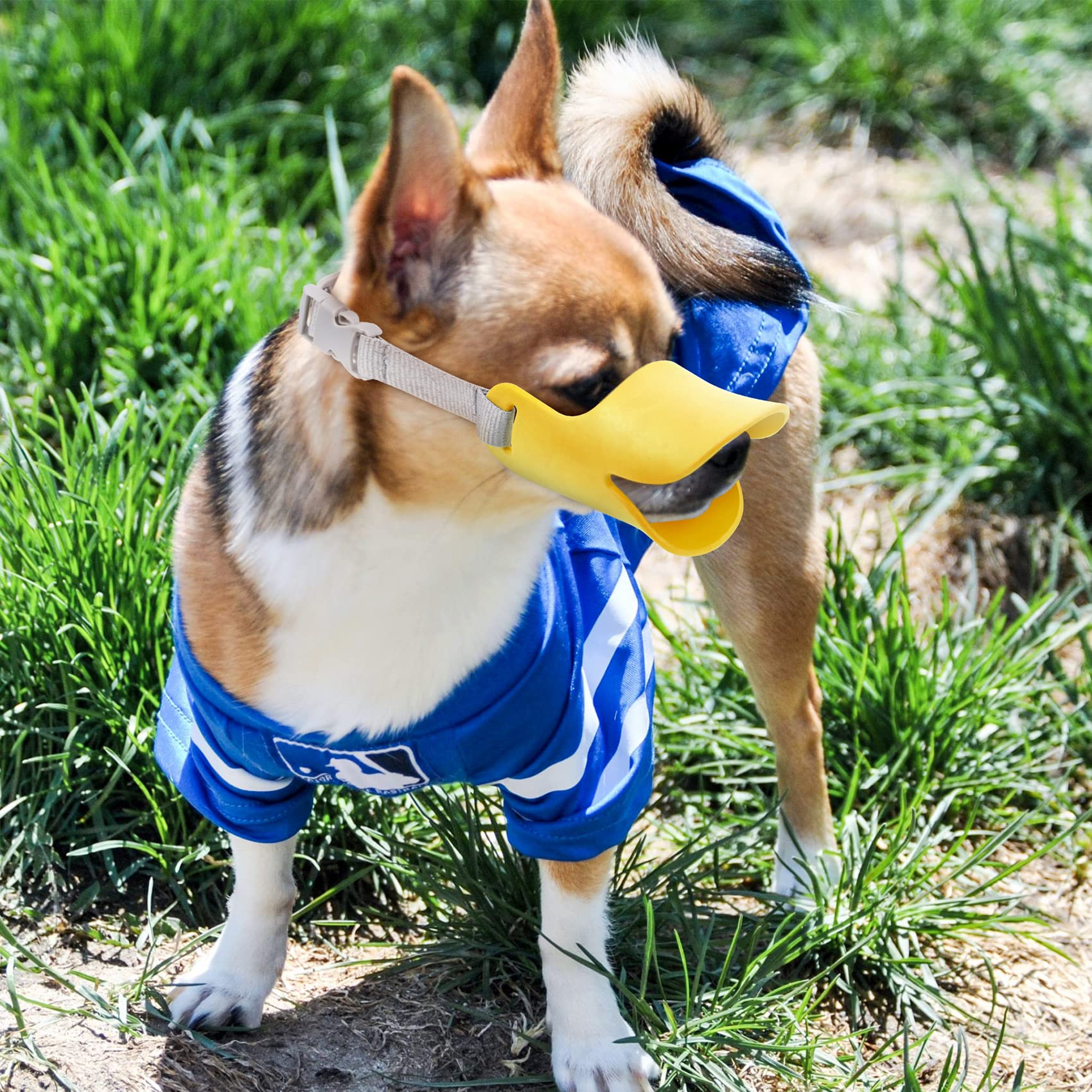Pagow 2Pcs Anti Bite Duck Mouth Shape Dog Mouth Covers Anti-Called Proof Barking Adjustable Silicone Muzzle Masks Loop Pet Muzzle (S)