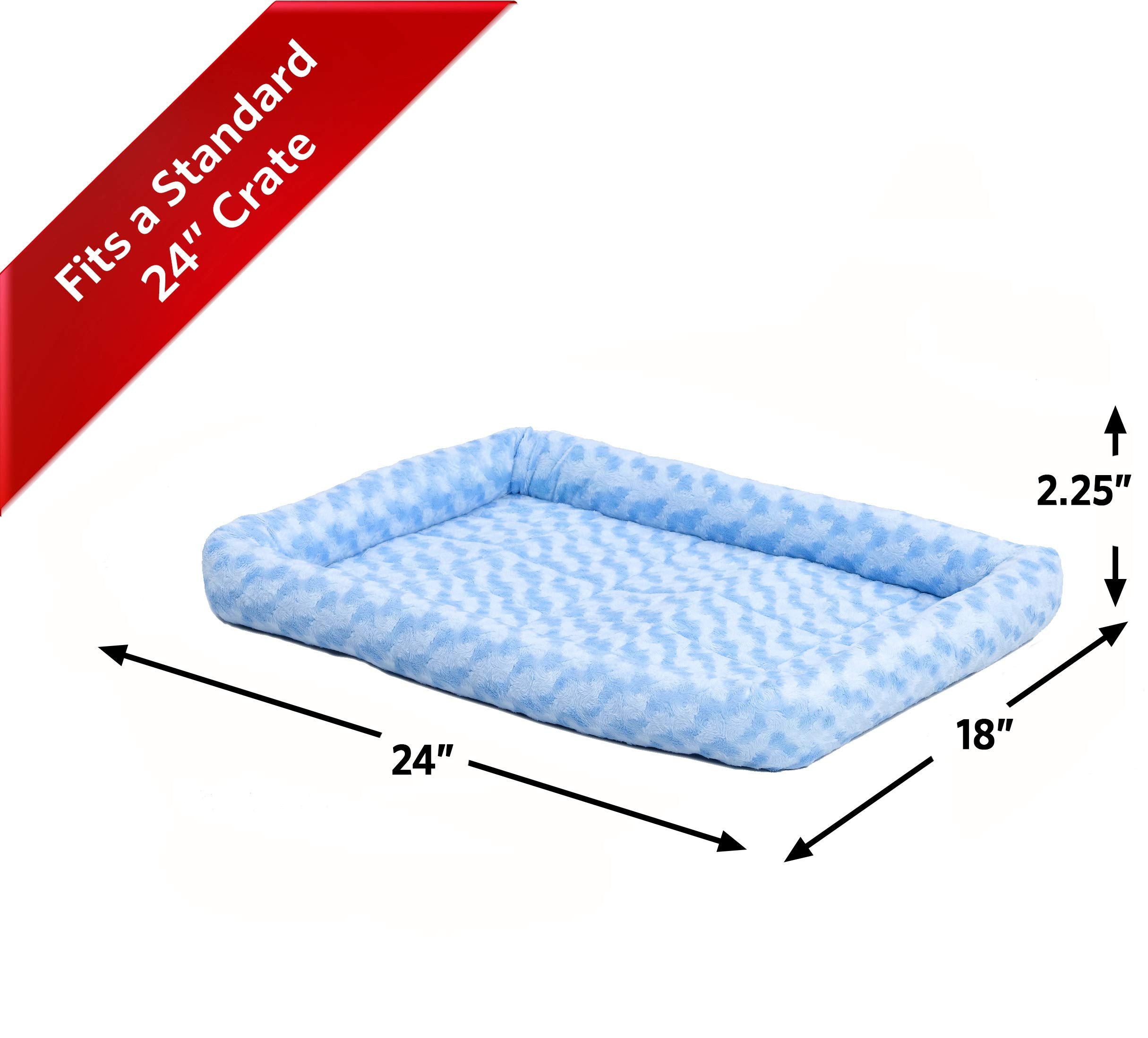 Midwest Homes For Pets Bolster Dog Bed 24L-Inch Blue Dog Bed Or Cat Bed W/ Comfortable Bolster | Ideal For 'Small' Dog Breeds & Fits A 24-Inch Dog Crate | Easy Maintenance Machine Wash & Dry