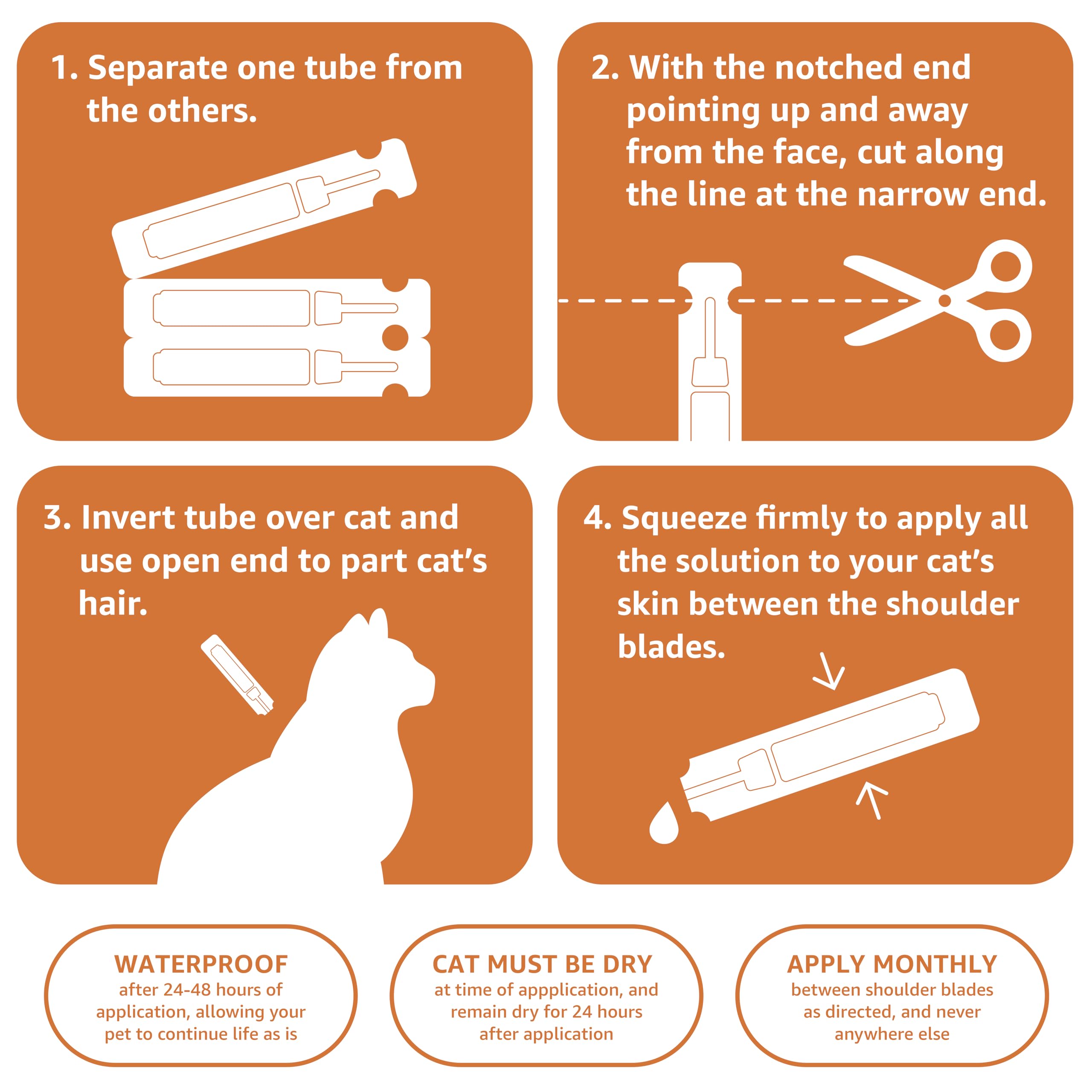 Amazon Brand - Solimo Flea Topical For Medium Cats (5-9 Pounds), 4 Count