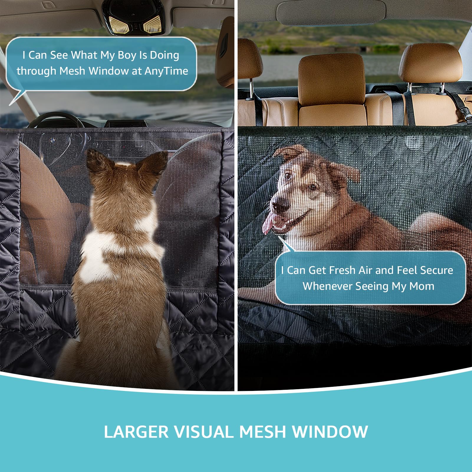 Dog Car Seat Cover For Back Seat With Mesh Window - Waterproof Dog Hammock For Car With Side Flaps, Car Door Protection - Nonsli