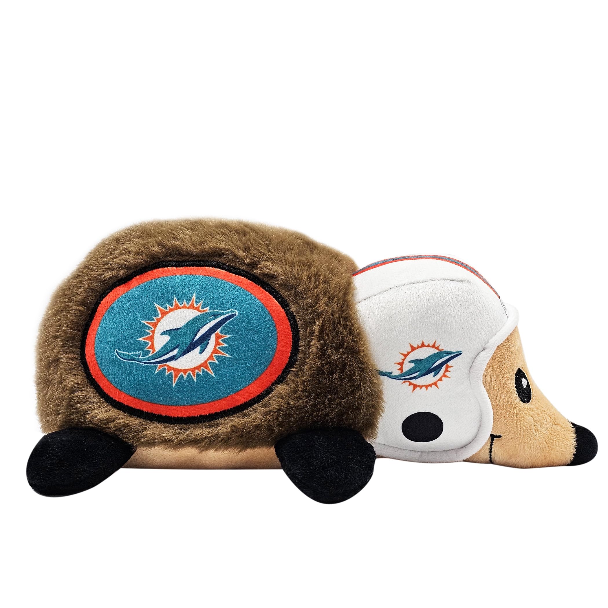Nfl Miami Dolphins Plush Hedgehog Toy For Dogs & Cats, Cool Soft Pet Toy For Fun And Interactive Play, Dog Chew Toy With Squeake