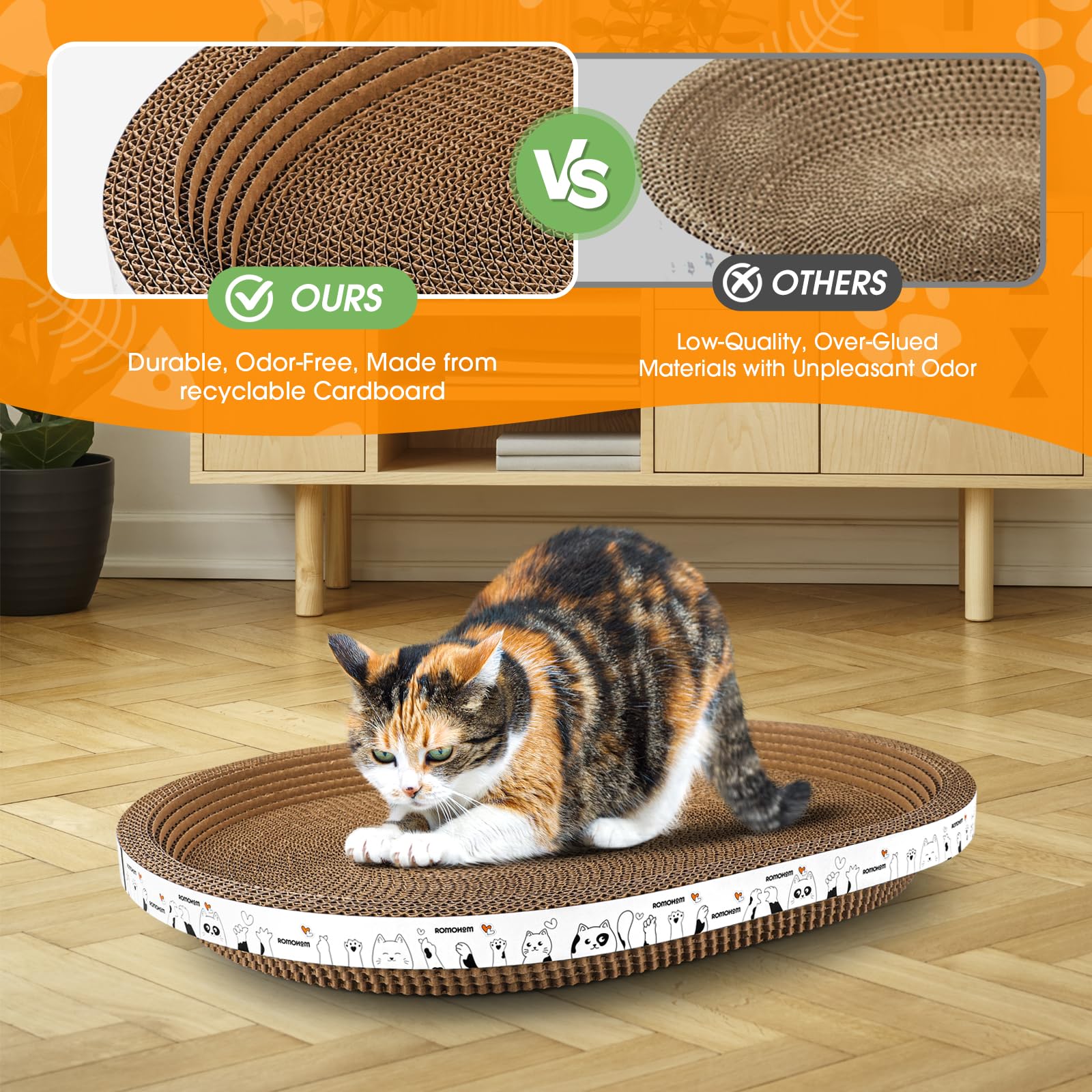 Romohom 3 Pack Large Oval Cat Scratcher Bed Scratch Pad Board Lounge Couch Cats Bowl Shaped Scratching Post Nest For Cats Grindi