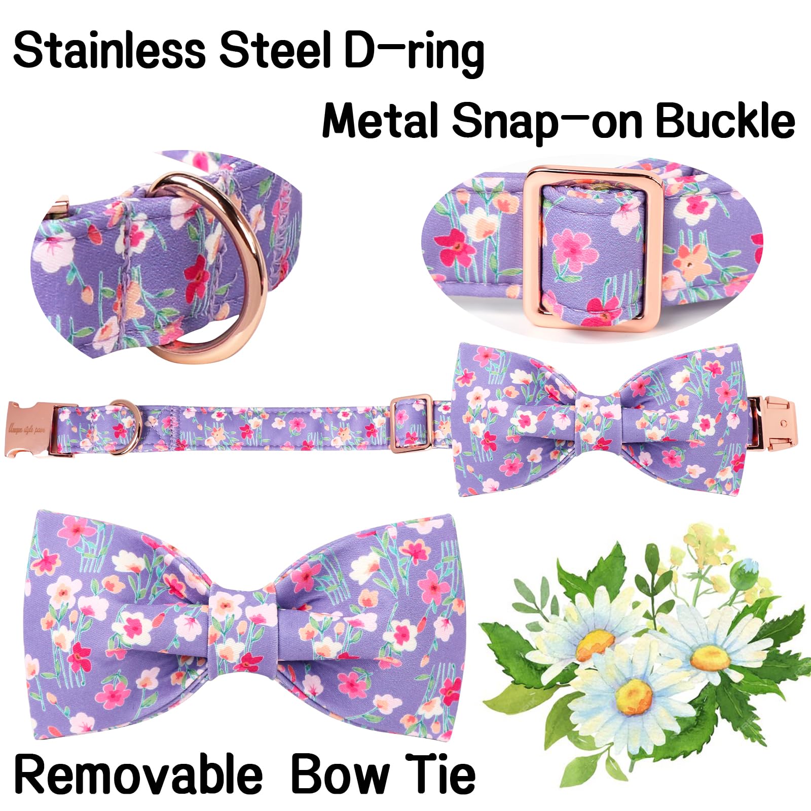 Unique Style Paws Cartoon Dog Collar With Bow Spring Summer Collar With Mutiflower For Small Medium Large Boys Girls Dogs