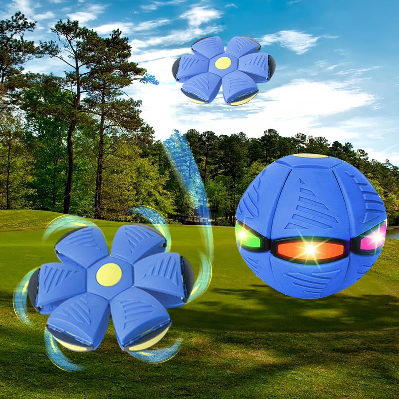 BADWALT FlidRunest 2PCS Pet Toy Flying Saucer Ball, Flying Saucer Ball Dog Toy with 3 Light for Interactive Dog,Cats, Childrens