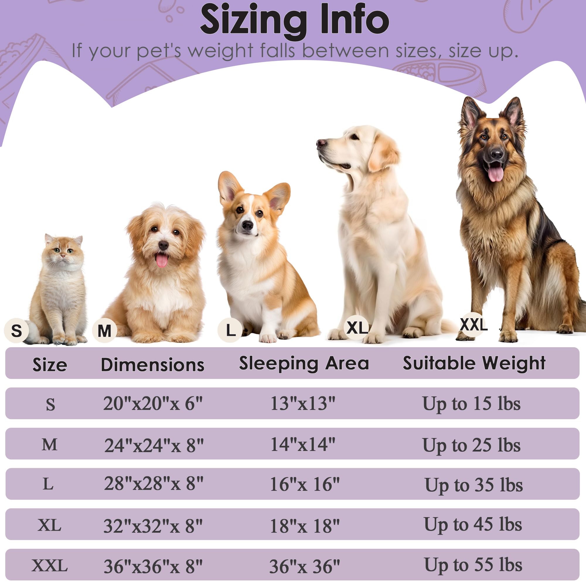 Dogs Bed for Small Dogs, Anti-Anxiety Washable Round Bed (Purple, 24.0 L x 24.0 W x 8.0 Th)