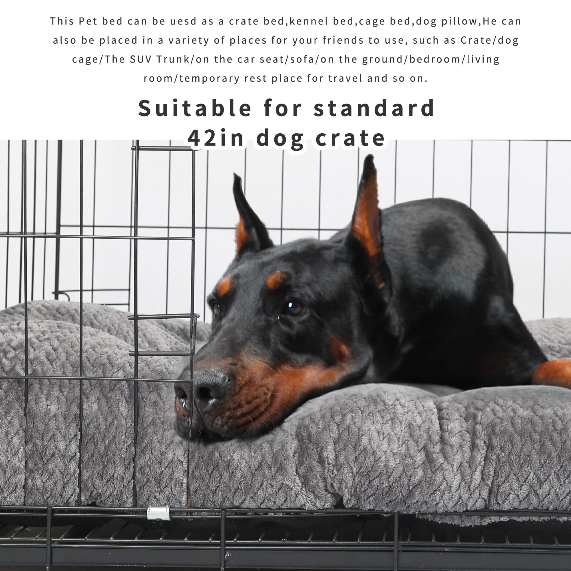 Crate Dog Beds For Large Dogs Washable 42 Inch Soft And Fluffy Crate Mats For Cages Up To 90 Lbs Pet Bed Pillows Pad Tire Printi
