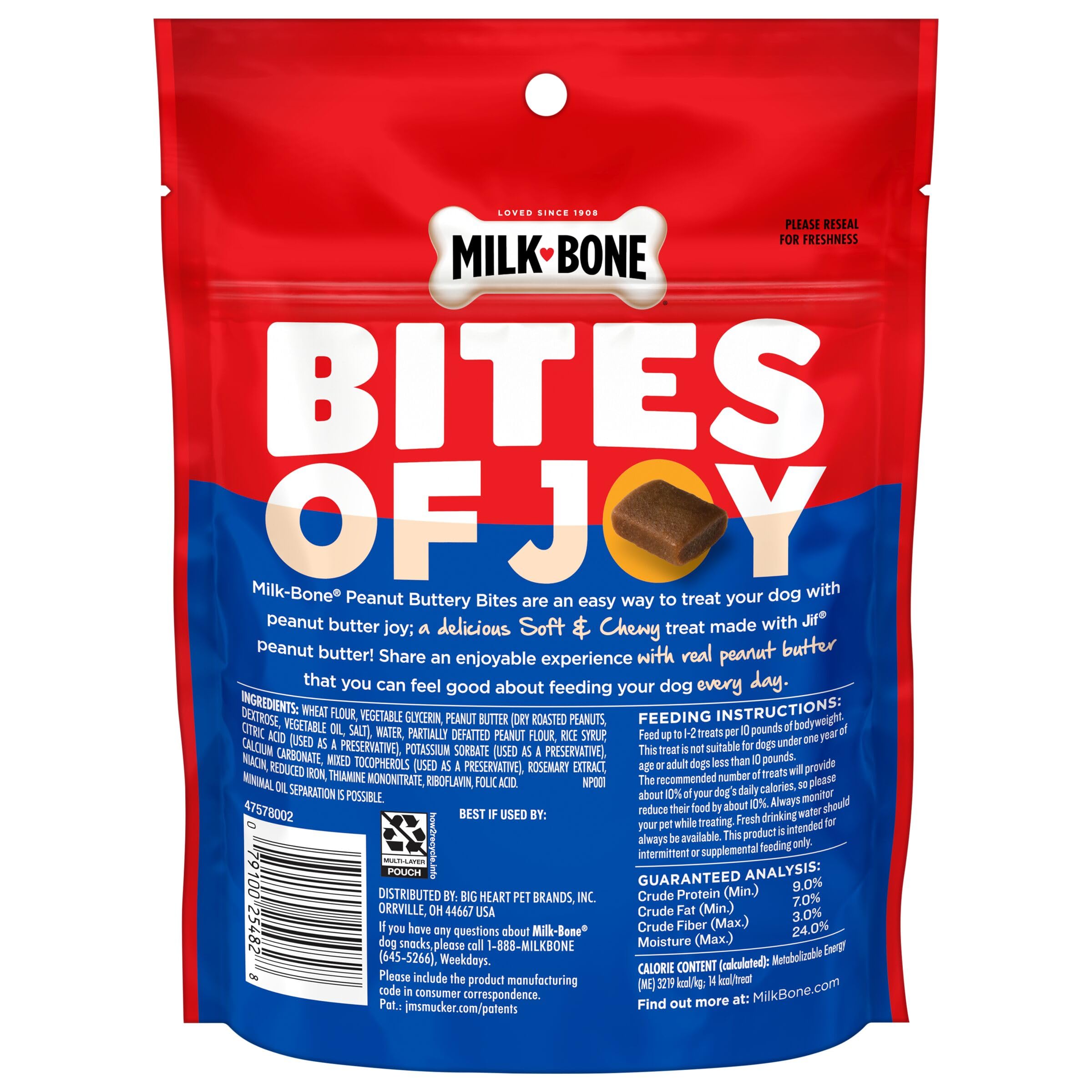 Milk-Bone Peanut Buttery Bites Soft Dog Treats with Jif Peanut Butter, 4.5-Oz. Bag