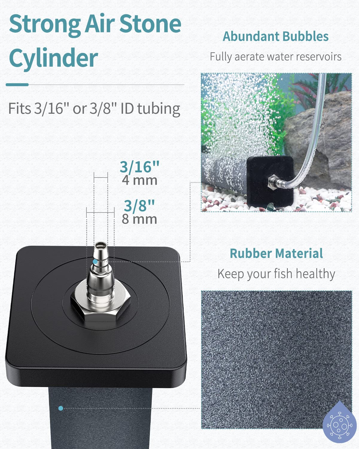 Pawfly Aquarium 8 Inch Air Stone Cylinder For Larger Air Pump Bubble Diffuser Release Tool For Outdoor Pond Garden Circulation System And Large Fish Tanks, 2 Pack