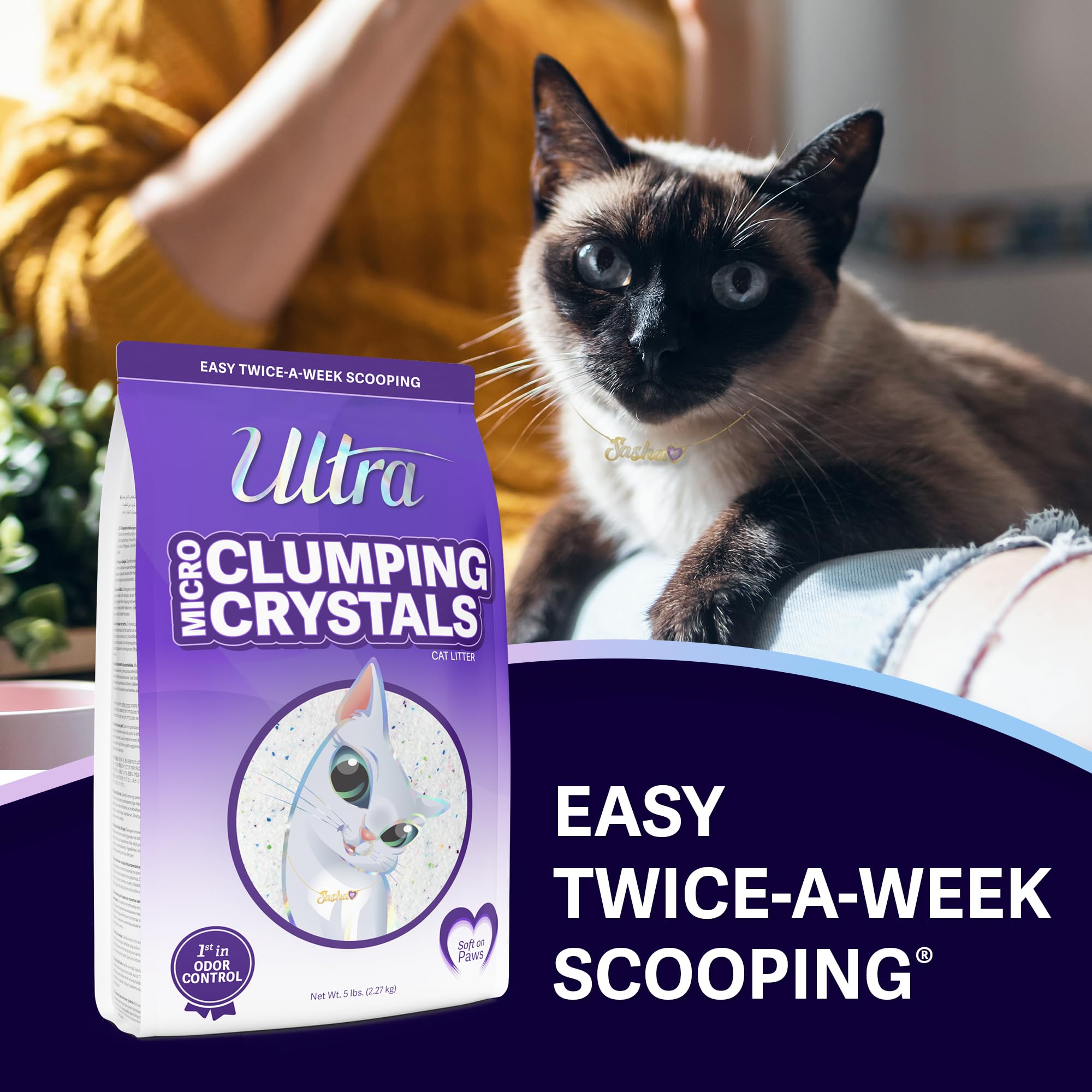 Ultra Clumping Micro Crystals Premium Cat Litter - Dust Free, Soft On Paws, Fragrance Free - 15 Lbs. Total (3Pk Of 5 Lbs.)
