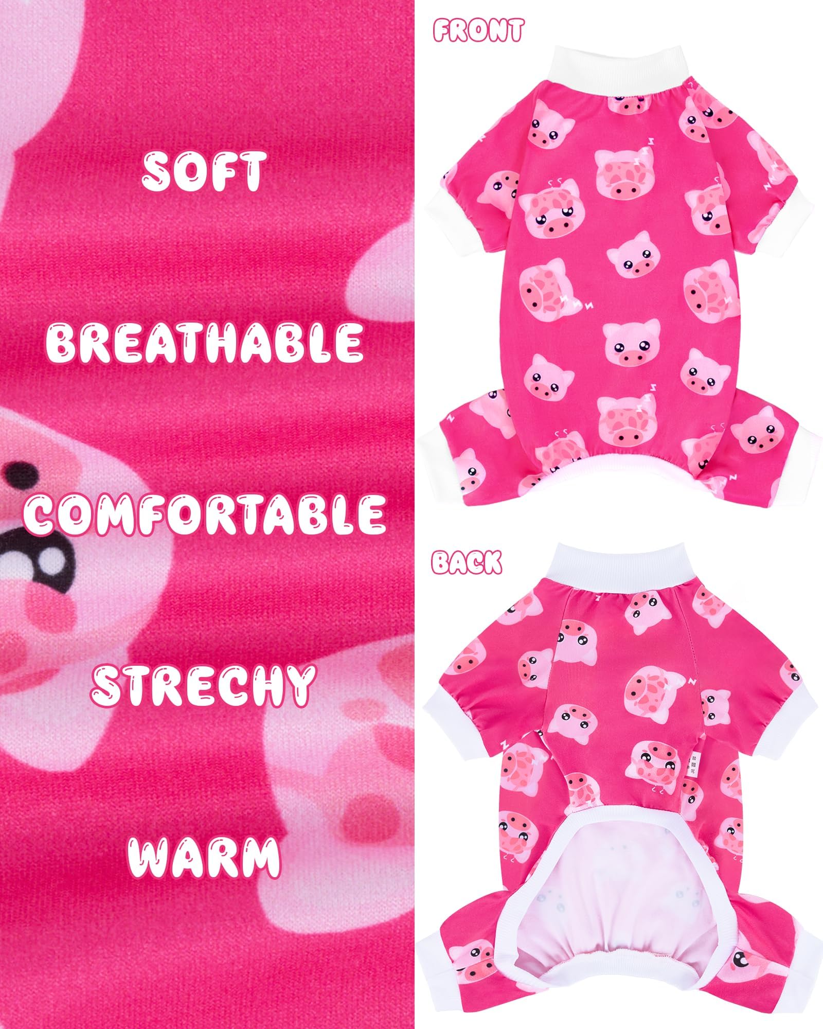 Xpudac Dog Pajamas Soft Stretchy Pig Dog Clothes For Small Medium Dogs Pet Jumpsuit Cat Apparel-Xl