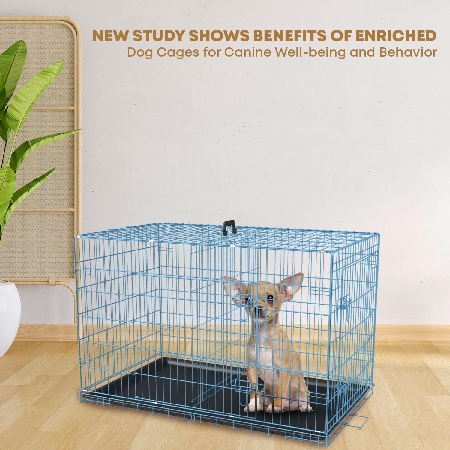 24,30,36,42,48 Inch Dog Crate for Large Dogs Dog Cage Dog Kennel Pet Crate Folding Metal Pet Cage Double Door Leak-Proof Plastic