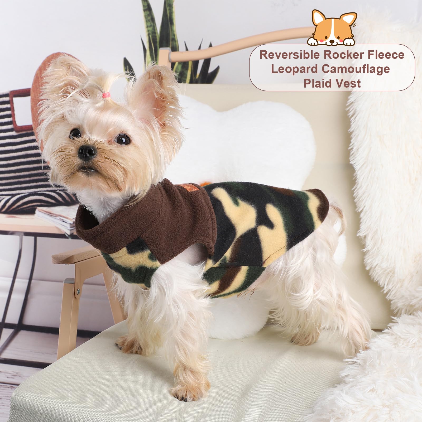 XS Dog Sweater for Small Dogs Girl Boy Camo Fleece Chihuahua Sweaters Winter Warm Puppy Jacket Tiny Dog Outfits Teacup Yorkie Pe