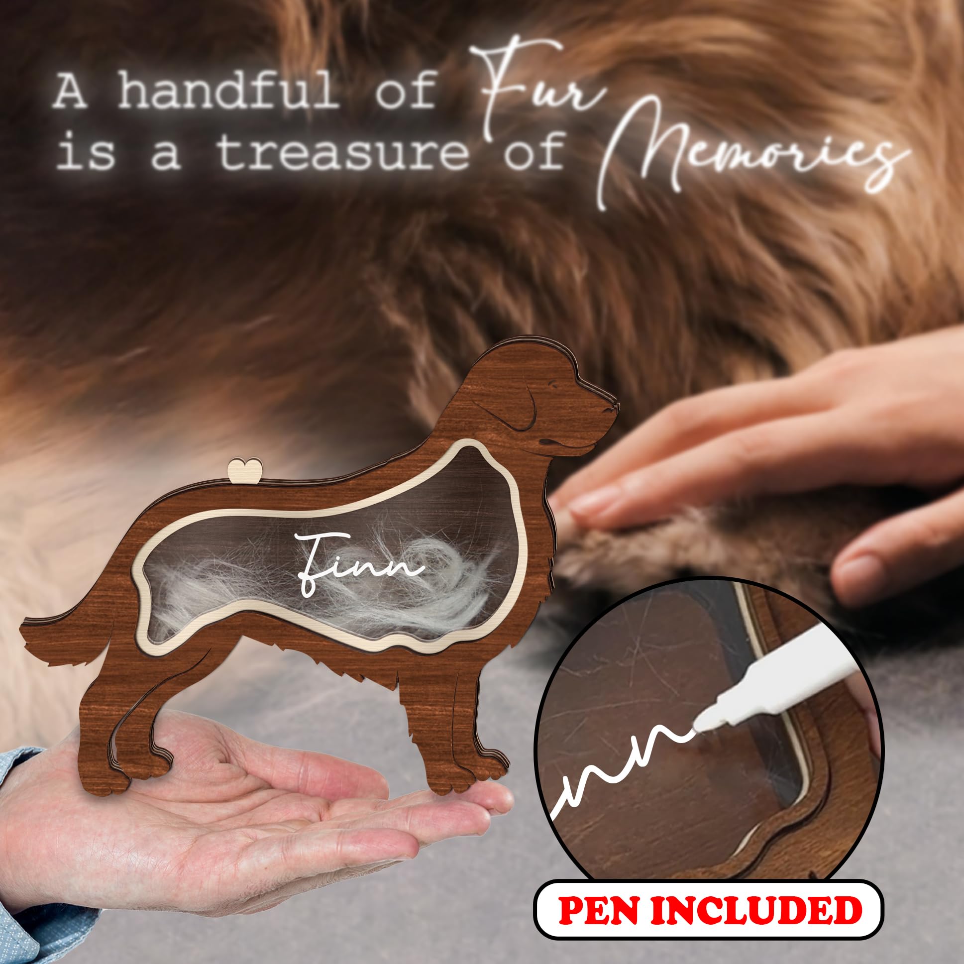 Golden Retriever Dog Hair Keepsake Box Wooden Pet Fur Gifts For Dog Cat Unique Dog Shape Standable Tabletop Decor Dog Memorial G