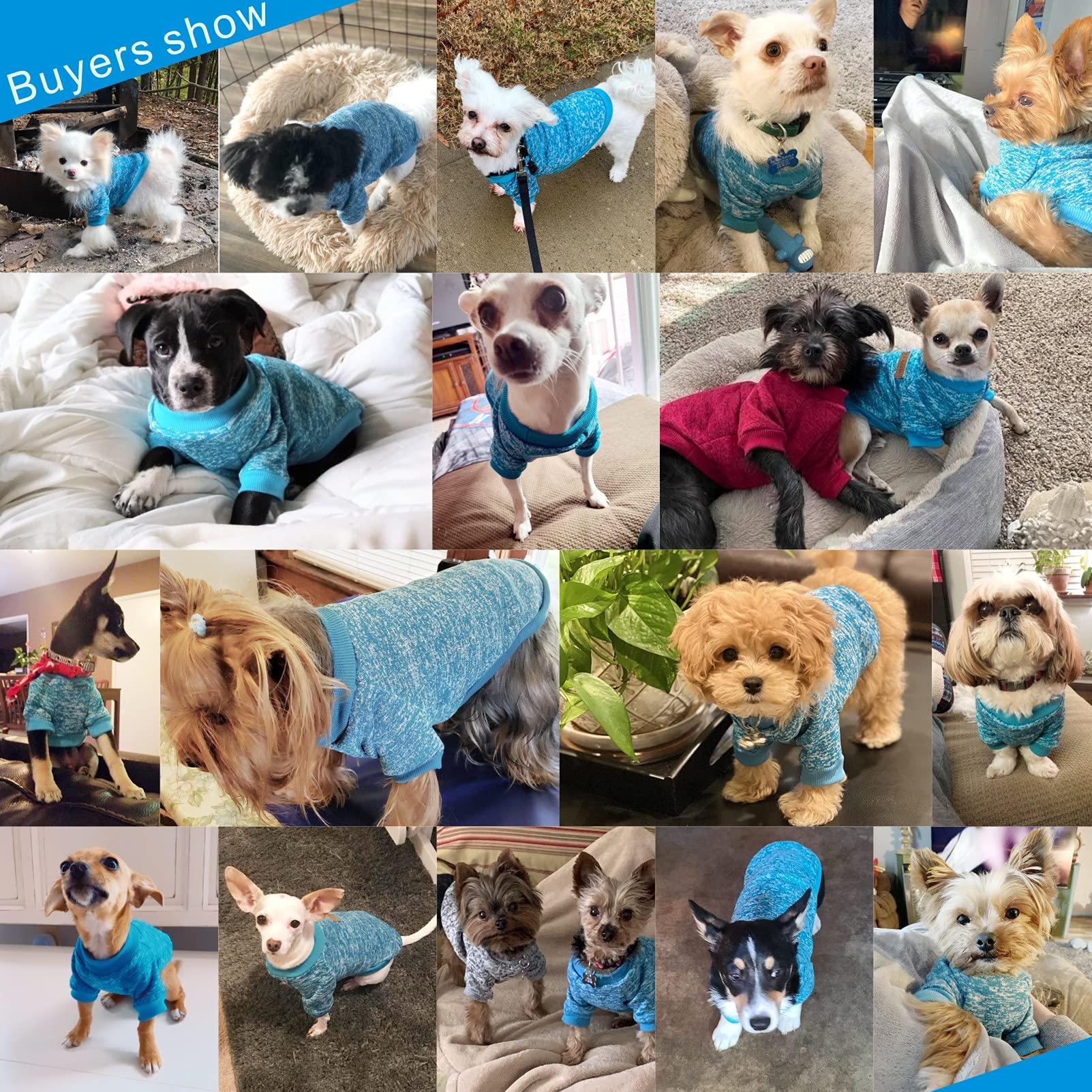 Jecikelon Pet Dog Clothes Dog Sweater Soft Thickening Warm Pup Dogs Shirt Winter Puppy Sweater For Dogs (Light Blue, S)