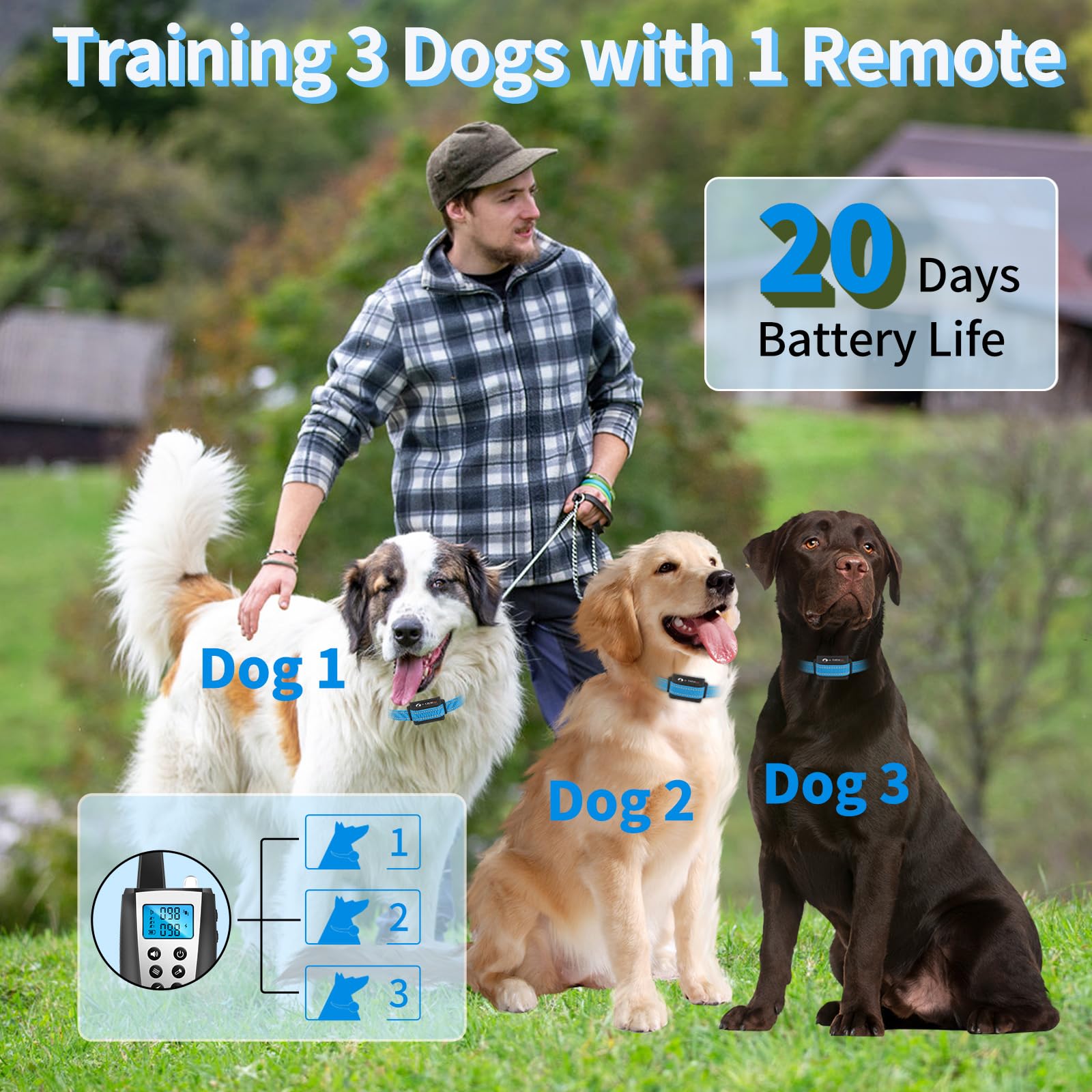 Paipaitek Dog Bark Collar With Remote 3300Ft Range - Automatic Bark Activated Shock Collar For Small Medium Large Dog With 5 Adj