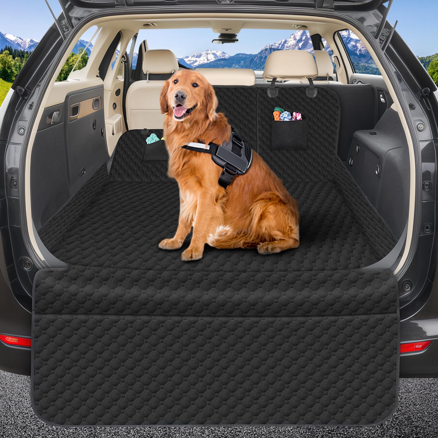 Mancro Suv Cargo Liner For Dogs, Waterproof Dog Seat Cover For Suv With Bumper Flap Protector, Durable Non-Slip Polyester Pet Tr