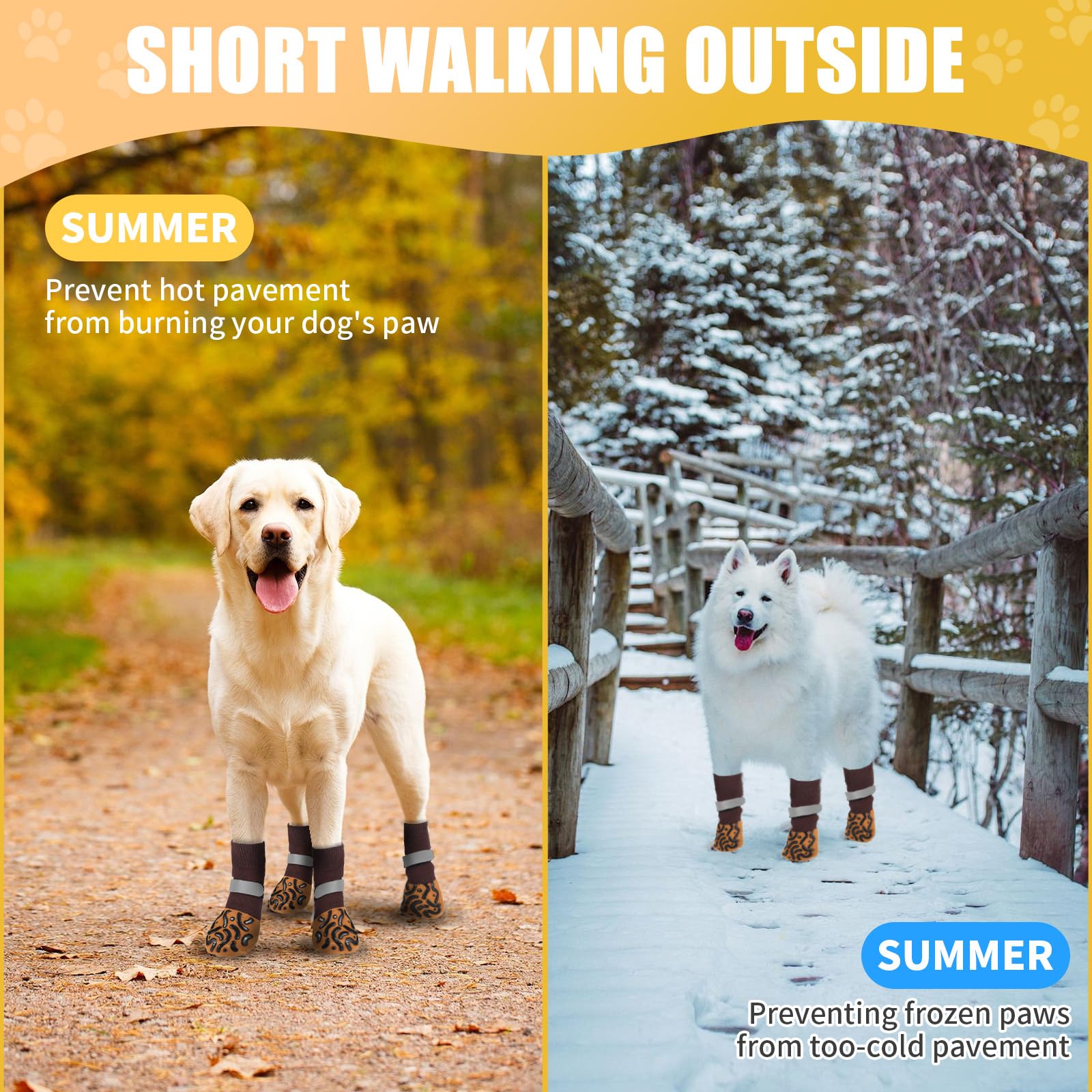 2 Pairs Of Dog Socks To Prevent Licking Paws, Double Sides Non-Slip Dog Boots & Paw Protectors, Paw Socks With Grippers For Seni