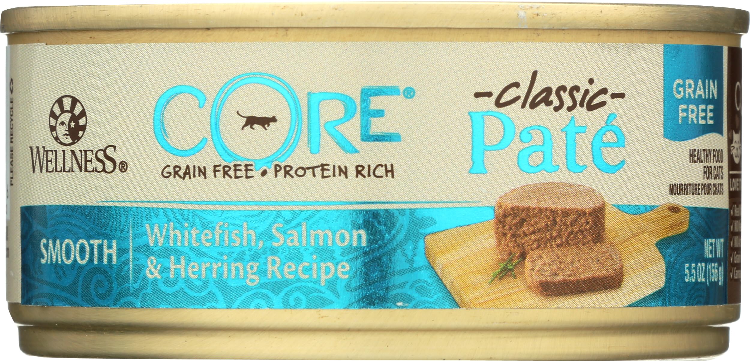 WELLNESS Core Salmon; Whitefish & Herring Canned Cat Food, 5.5 Ounce