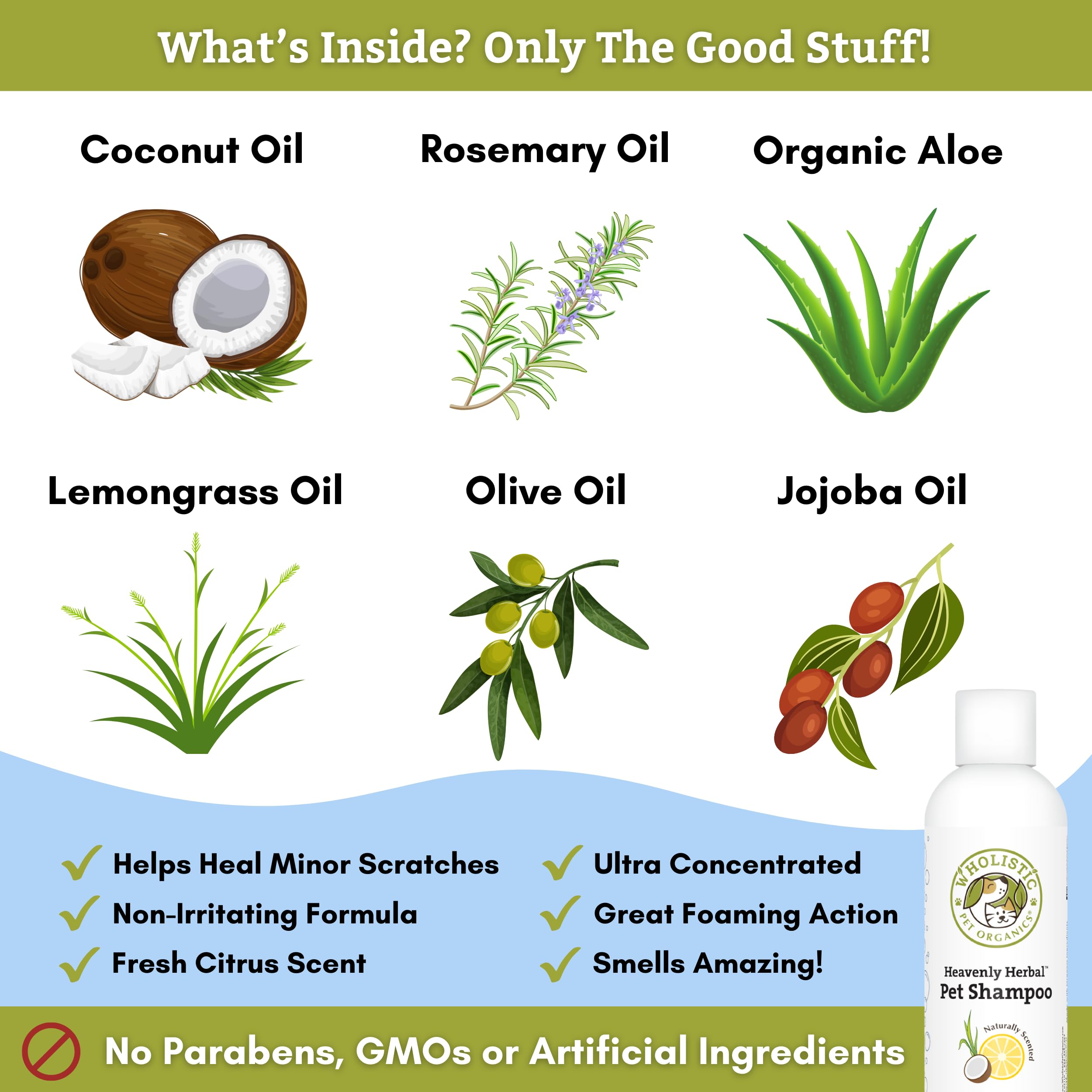 Wholistic Pet Organics Heavenly Herbal Pet Shampoo, 16 Fl Oz