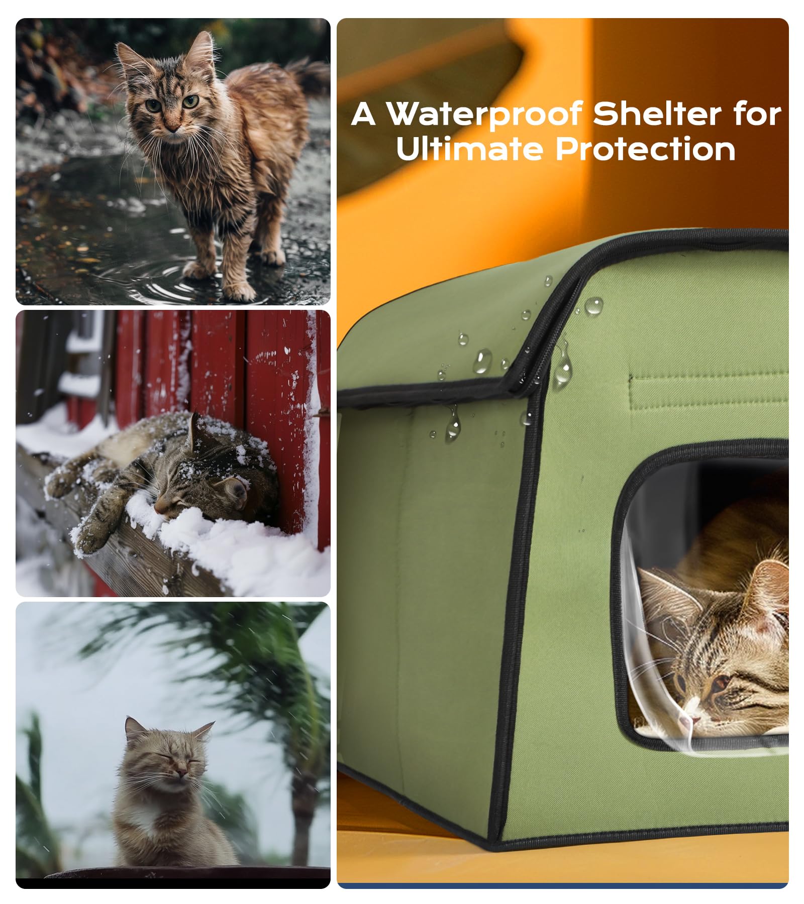 Heated Cat Houses For Outdoor Cats, Waterproof Insulated Cat House Outdoor, Warm & Durable Kitty Shelter For Community Feral Cat
