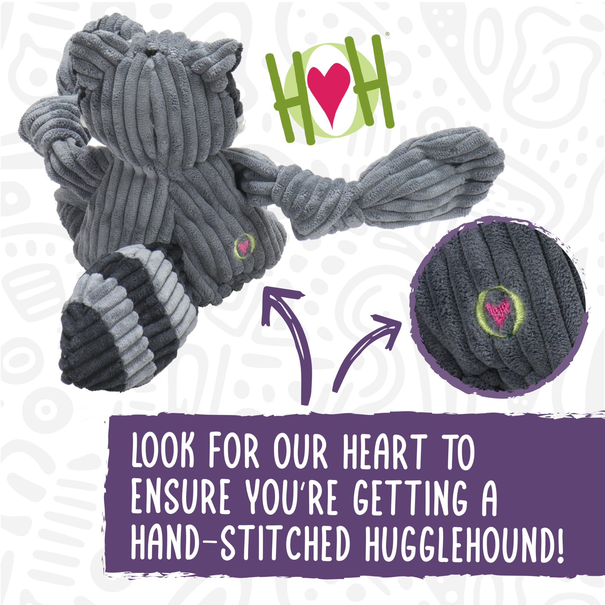 Hugglehounds Knottie Plush Dog Toy - Dog Stuffed Animal Toy, Puppy Toys, Squeaky Dog Toy For Small, Medium & Large Dogs, Durable Plush To Keep Them Busy - Reggie Racoon, Small