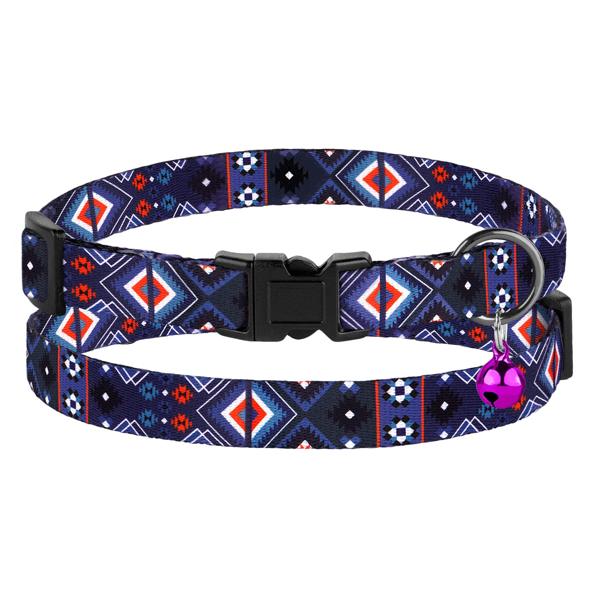 Cat Collar Breakaway 2Pcs Adjustable Pattern Tribal Aztec Southwest Safety Pet Collars For Cats Kitten (Aztec + Tribal)