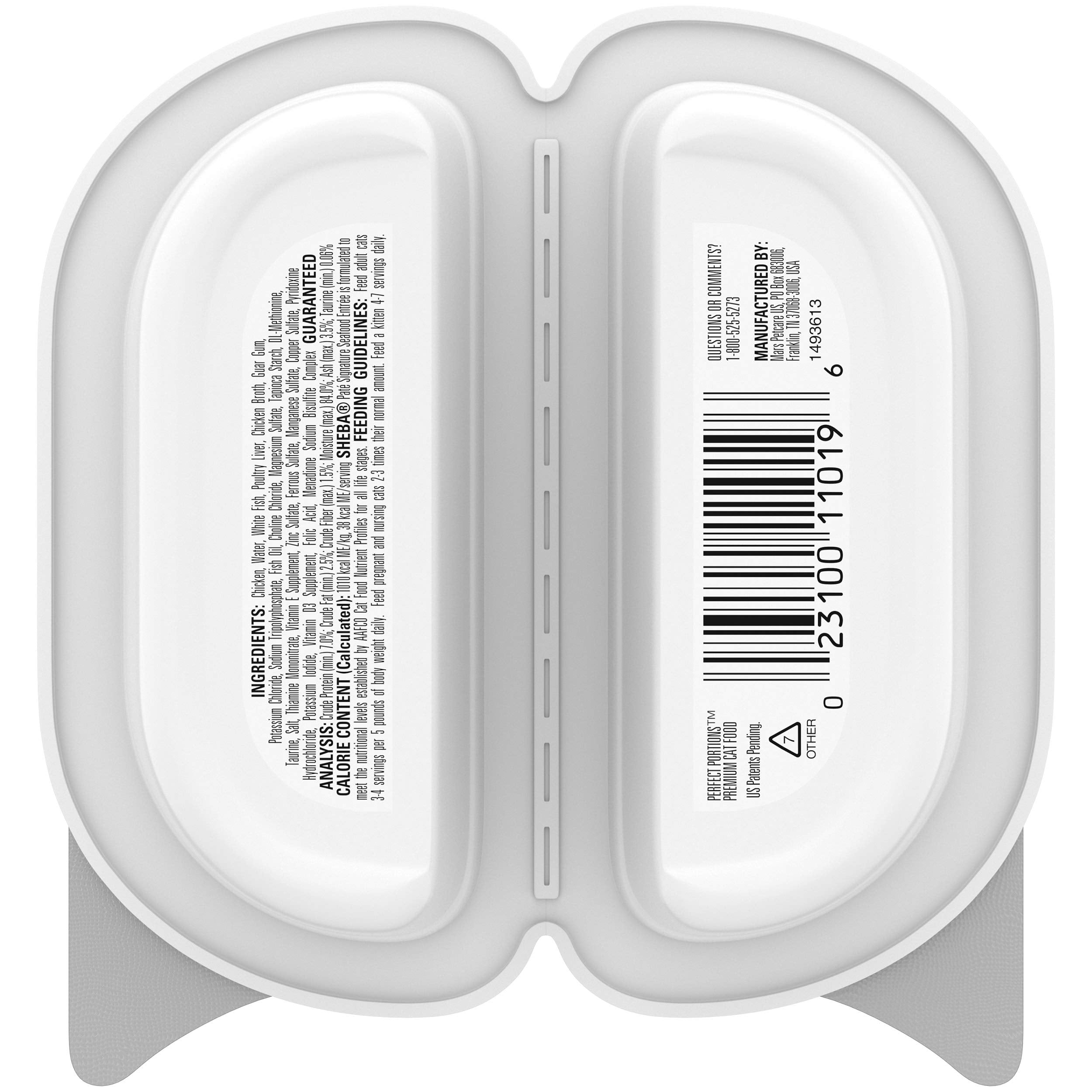 Sheba Perfect Portions Pat   Adult Wet Cat Food Trays, Signature Seafood Entr  e, Easy Peel Twin-Pack Trays (24 Count, 48 Servin