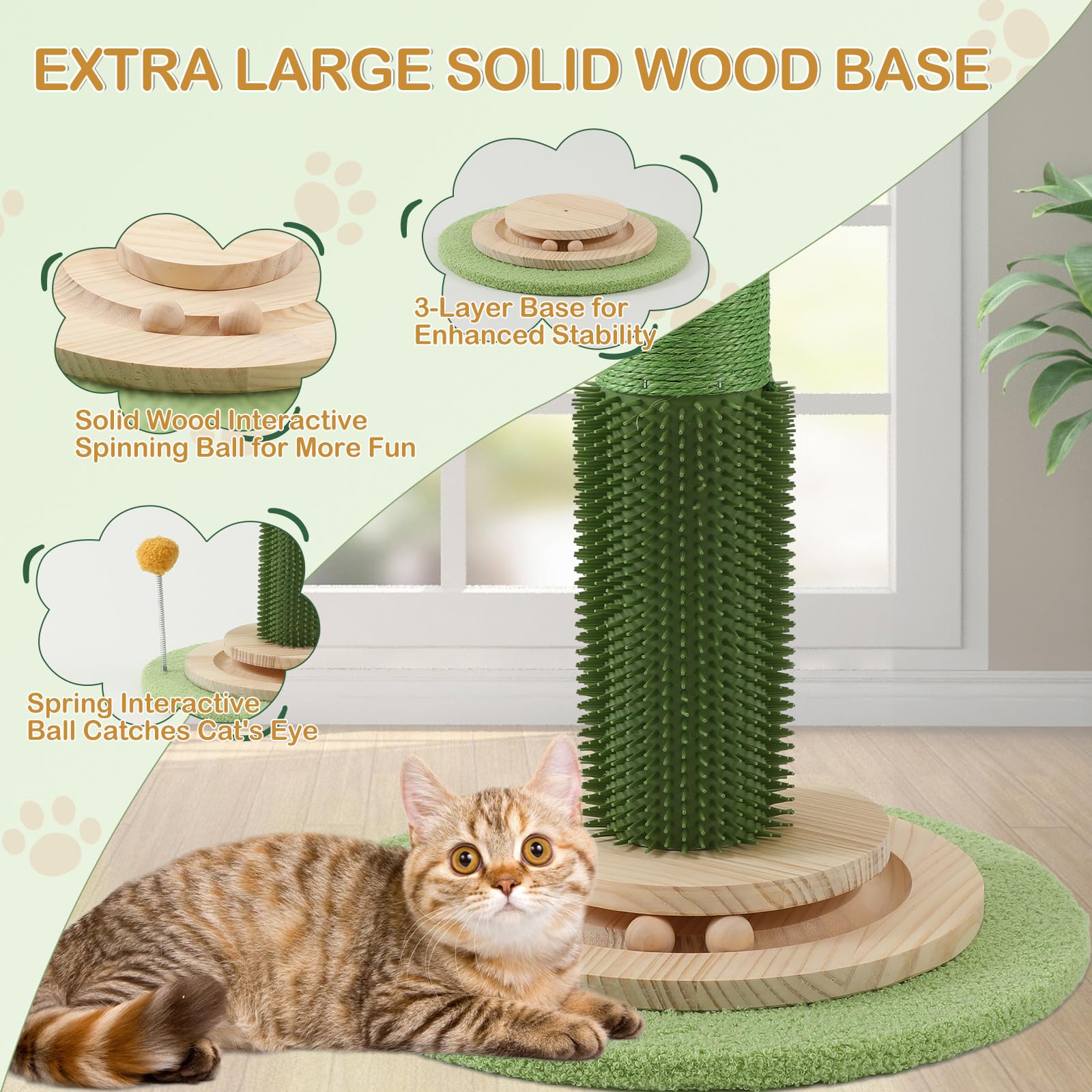 Sheripet Cat Scratching Post For Indoor Cats Adults, 45 Inch Tall Cat Scratcher With Sisal Rope, Large Cats Scratching Posts Wit