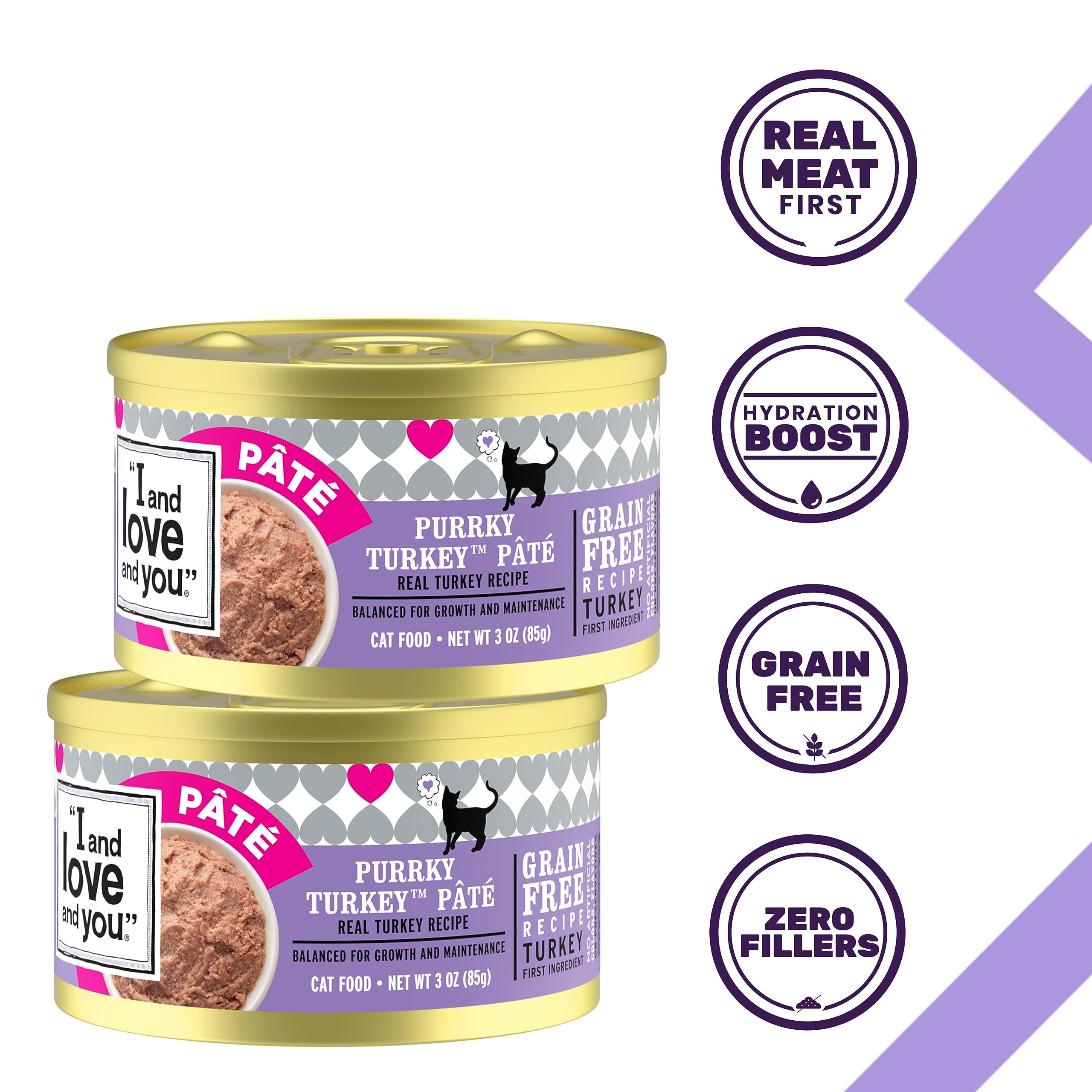I and Love and You Wet Cat Food - Purrky Turkey Pâté, Grain Free, 3oz Pack of 4 Cans
