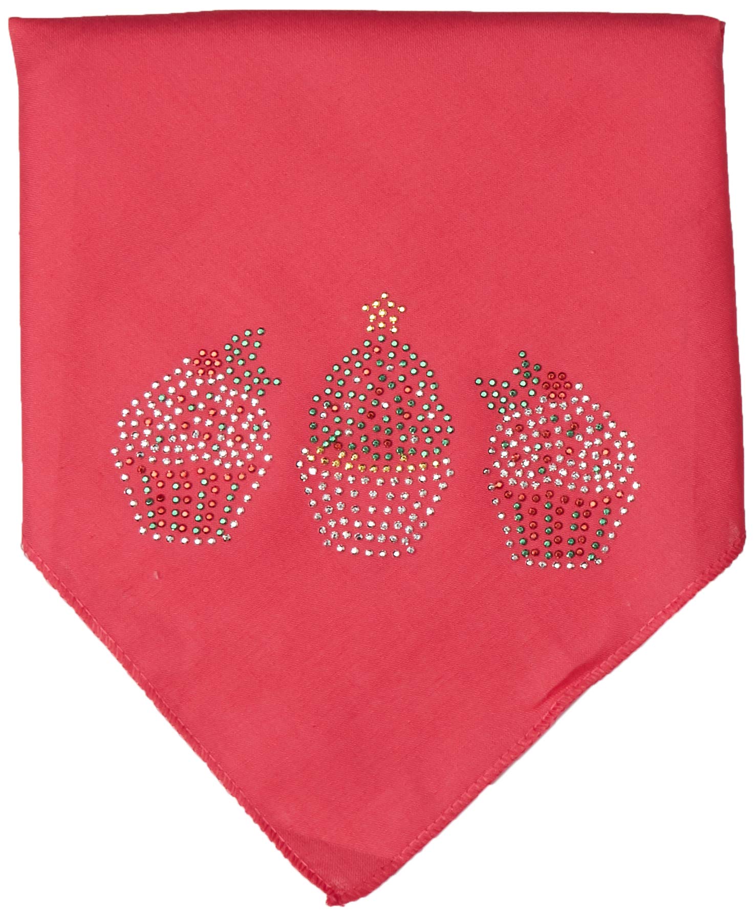 Christmas Pet and Dog Bandana Rhinestone, Christmas Cupcakes Bright Pink Small