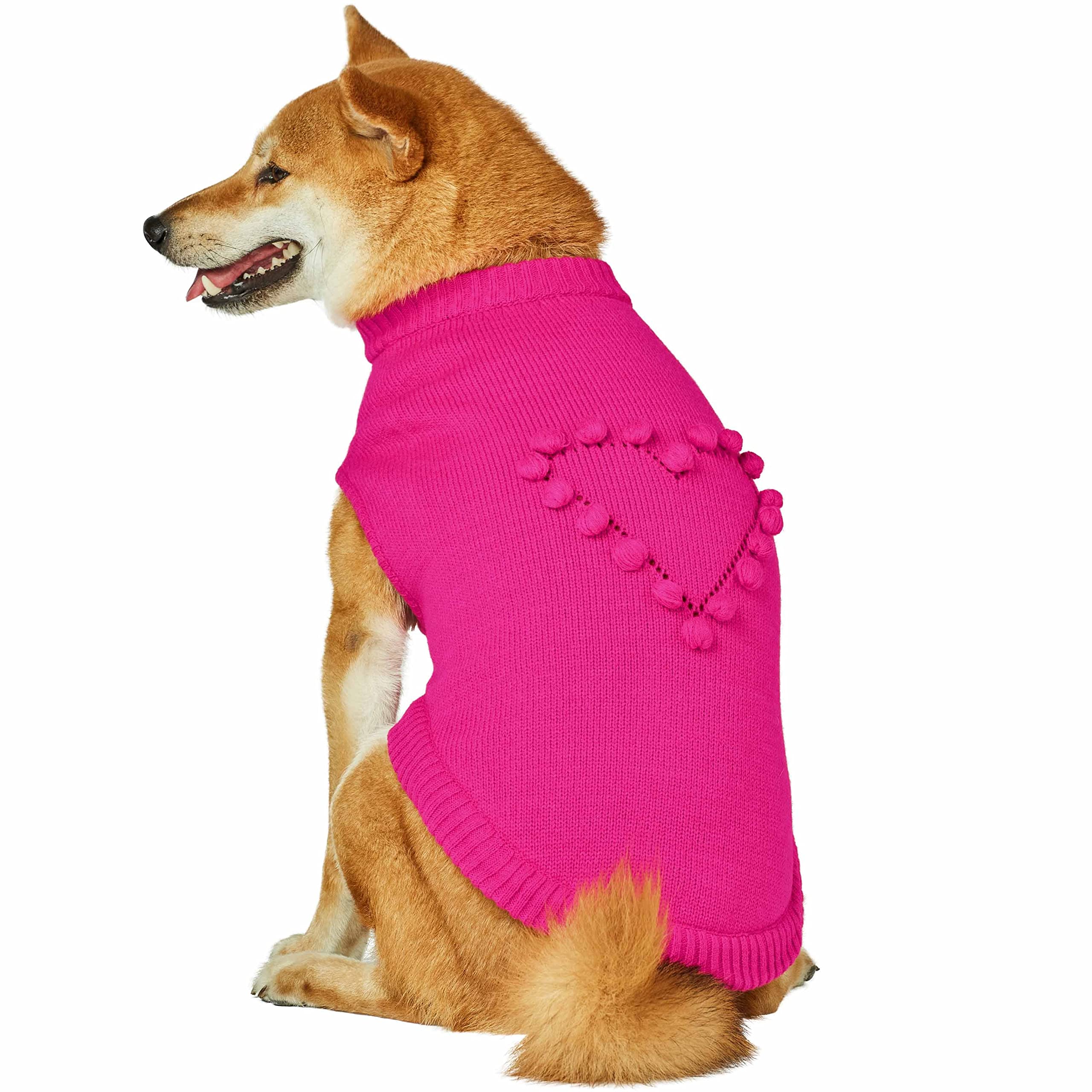 Blueberry Pet 2023 New Heart Dog Sweater Valentines Day Clothes for Small Girl Dogs, Hot Pink Pullover Crewneck Holiday Apparel,
