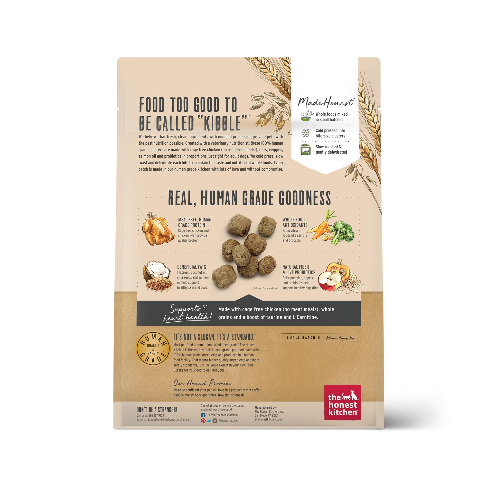The Honest Kitchen Whole Food Clusters Whole Grain Chicken & Oat Dry Dog Food, 1 lb Bag