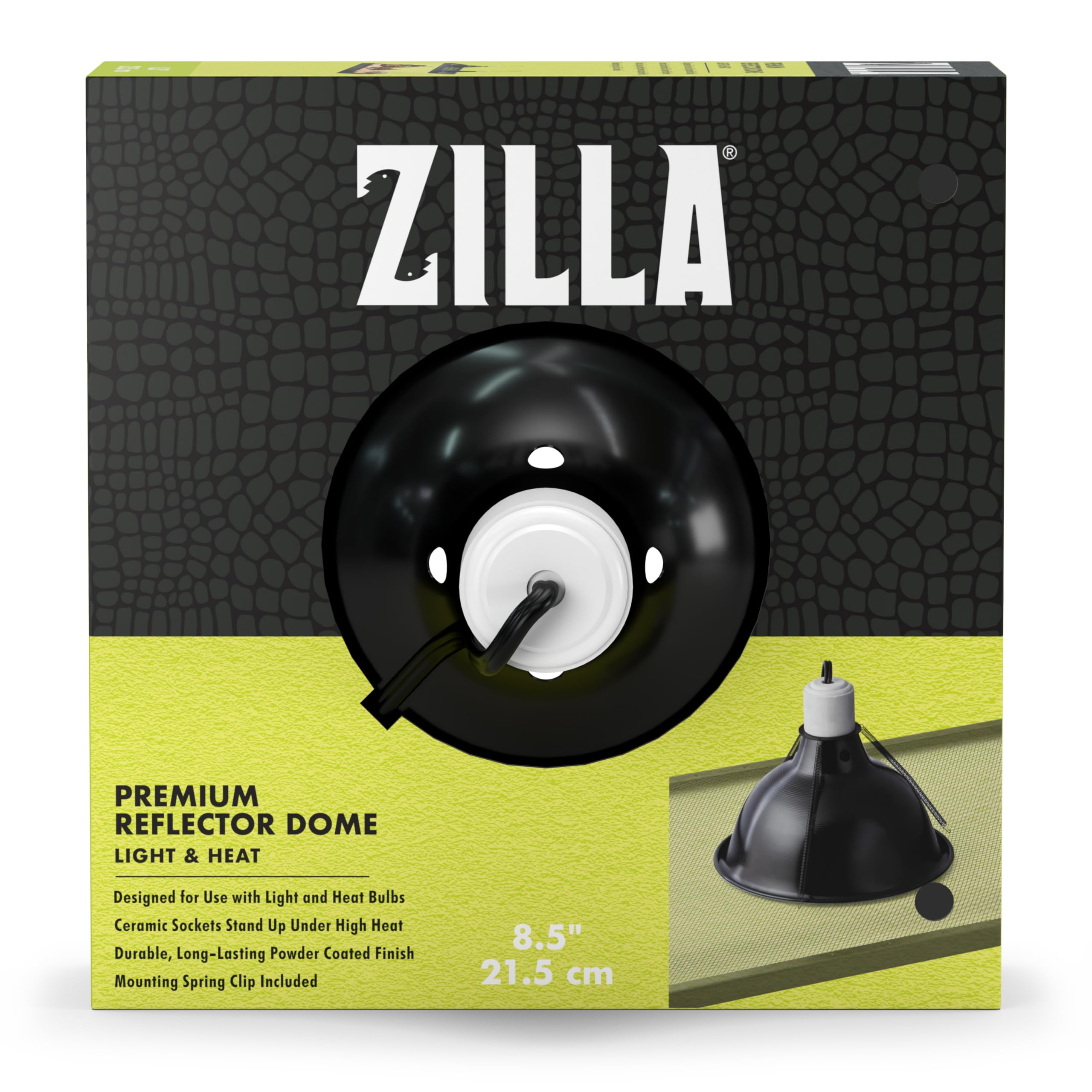 Zilla Pet Reptile Premium Heat Lamp Reflector Dome Fixture, 8.5 Inches