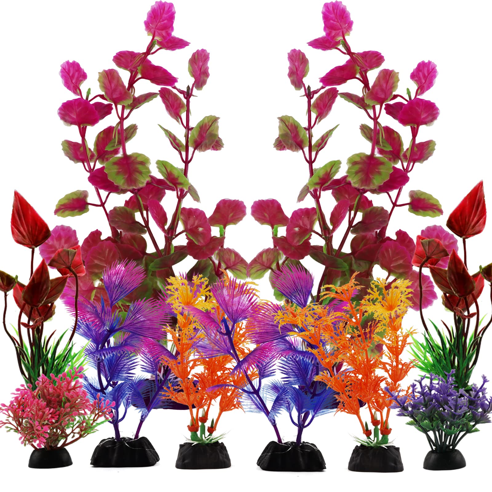 Pietypet Aquarium Decorations Plants, 10Pcs Aquarium Decor Colorful Plants, Fish Tank Accessories, Fish Tank Plant Plastic Decoration For Aquariums