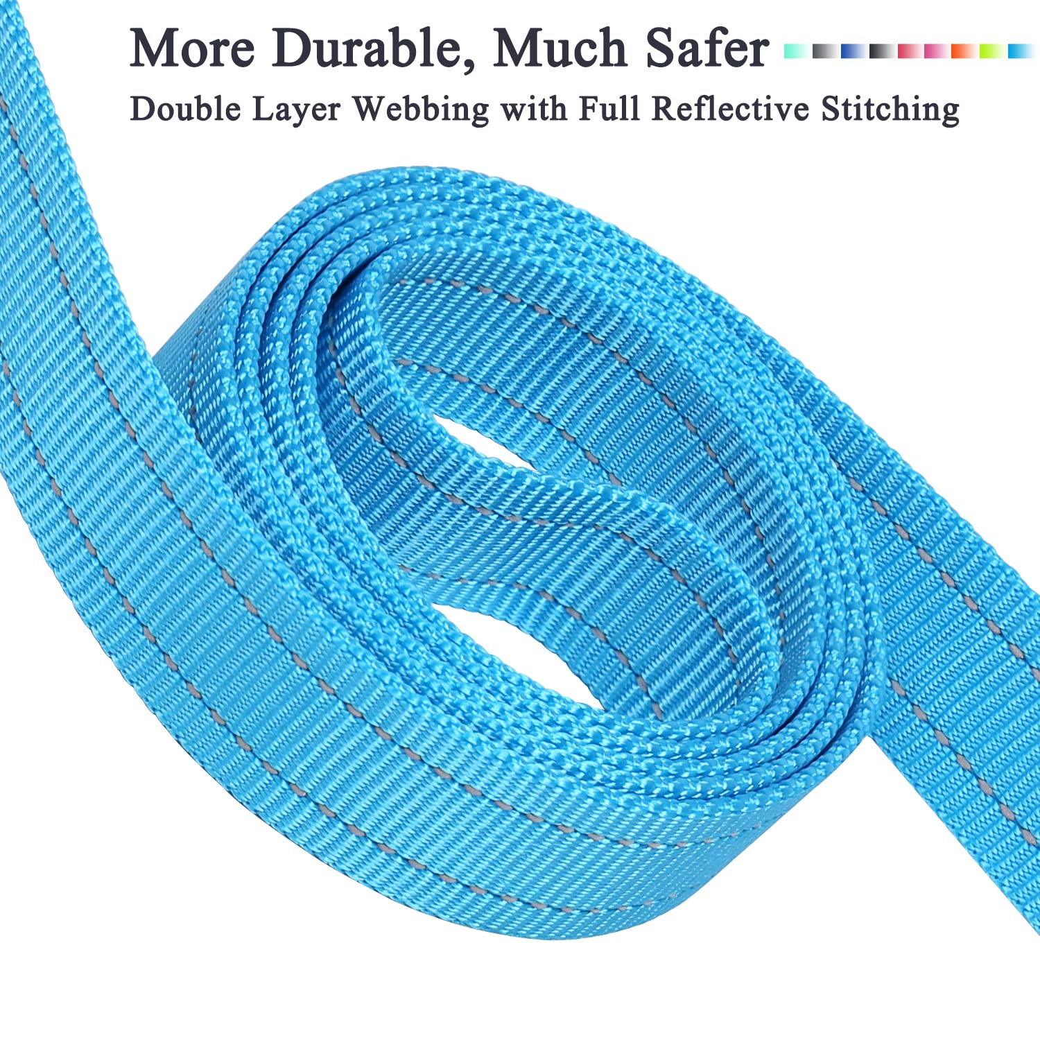 VIVAGLORY Dog Leash - 5ft Heavy Duty Nylon Training Leash with Padded Handle, Reflective Safety, Lake Blue for Medium & Large Dogs