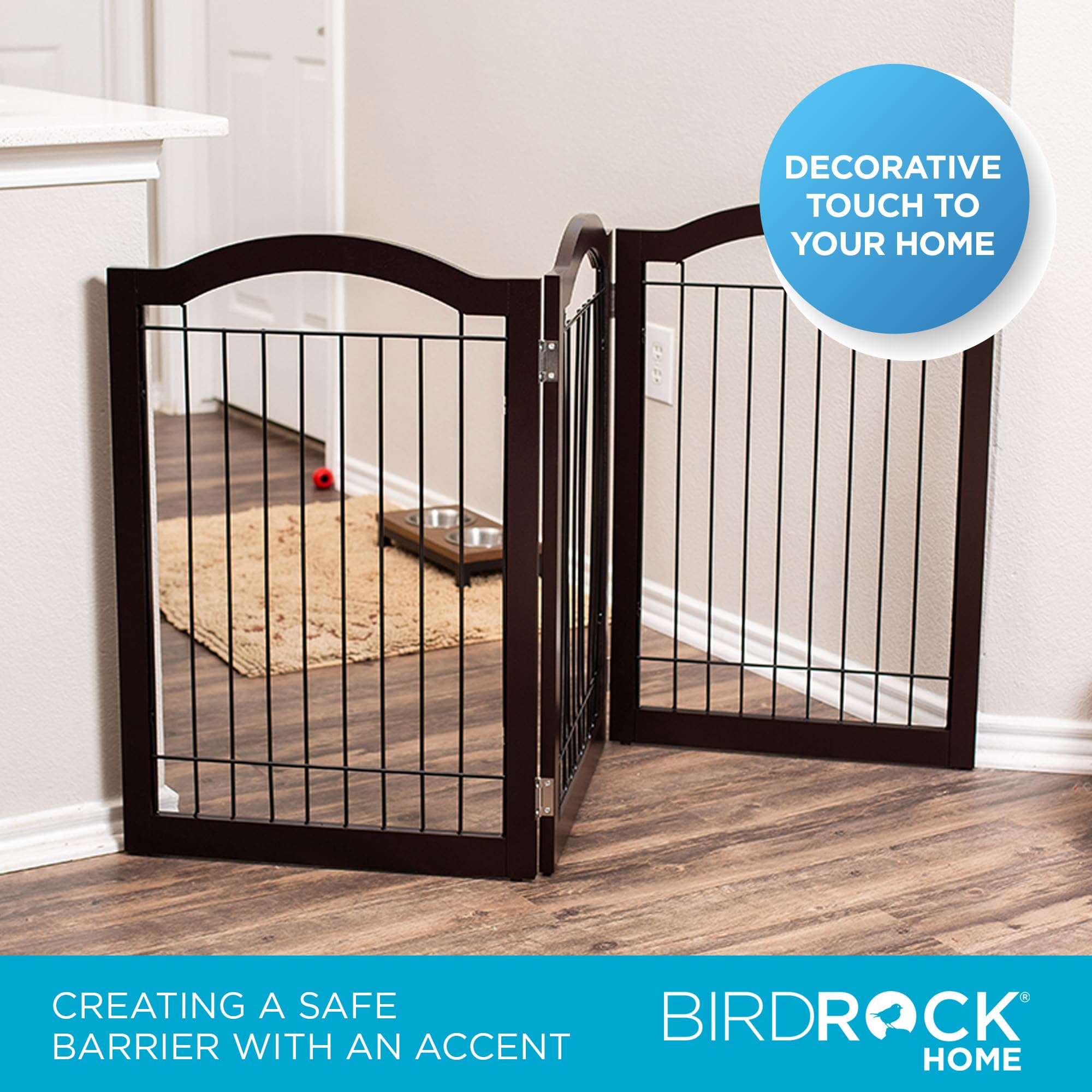 Internet'S Best Arched Top Wire Dog Gate - 3-Panel Free Standing Indoor Folding Pet Barrier, Ideal For Medium, Large Dogs, Puppies, & Cats, For Home, Doorway, Stairs - 30In X 60In, Espresso