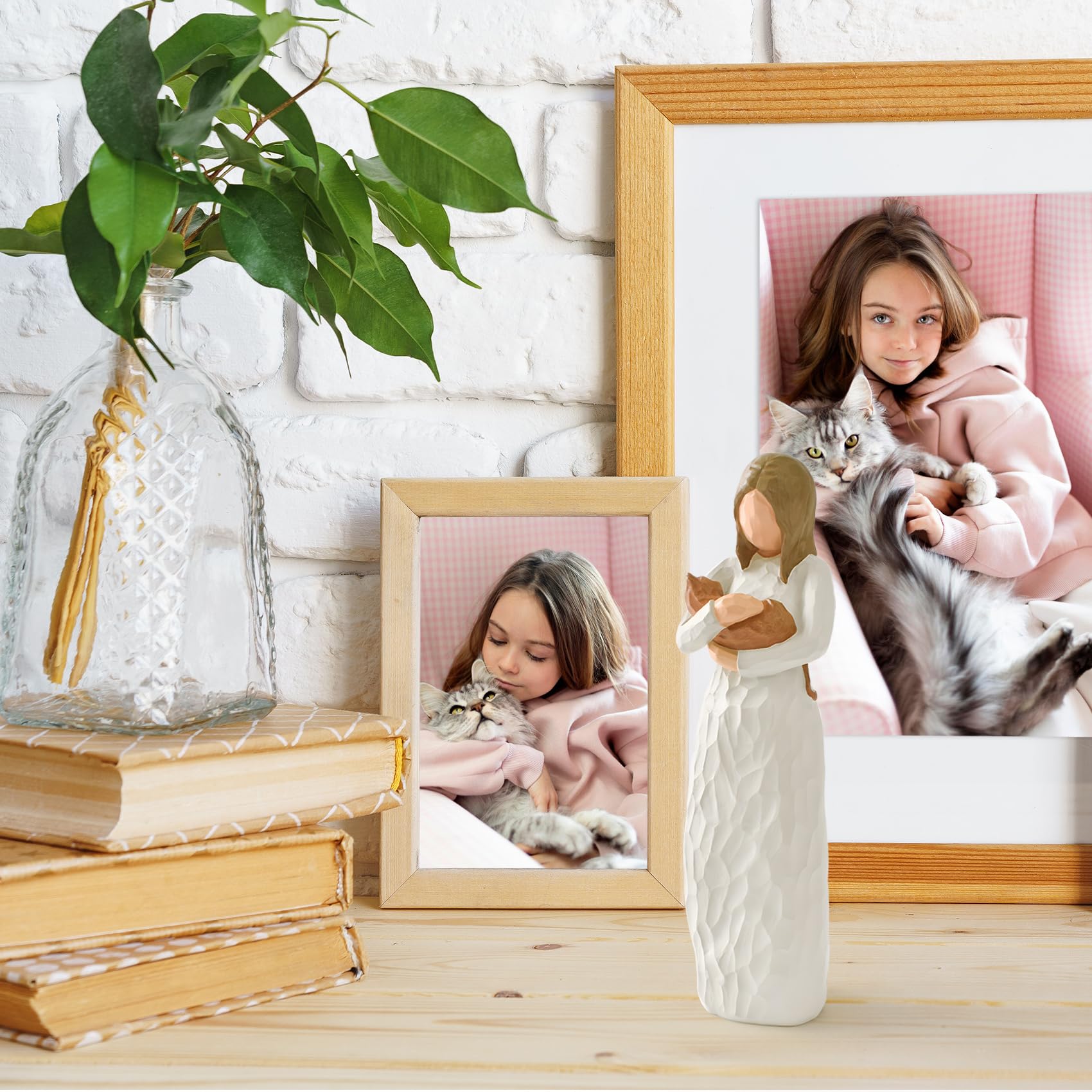 Cuayaes Cat Memorial Gifts, Orange Cat Figurines Loss Of Cat Sympathy Gift For Cat Mom, Friendship Guardian Angel Statue Cat Rem