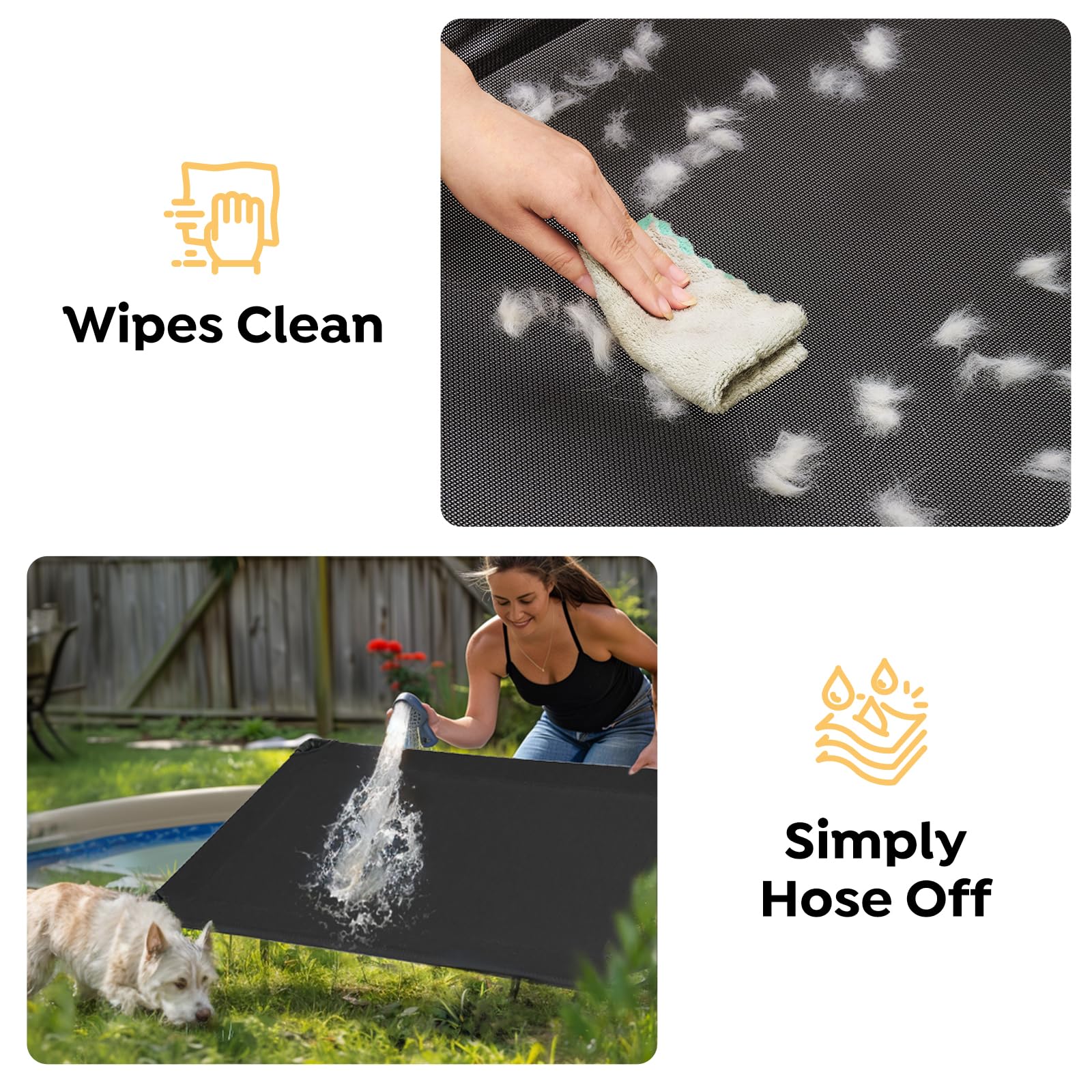 Veehoo Cooling Elevated Dog Bed, Portable Raised Pet Cot With Washable & Breathable Mesh, No-Slip Feet Durable Dog Cots Bed For Indoor & Outdoor Use, Large, Cwc1803-L Black Silver