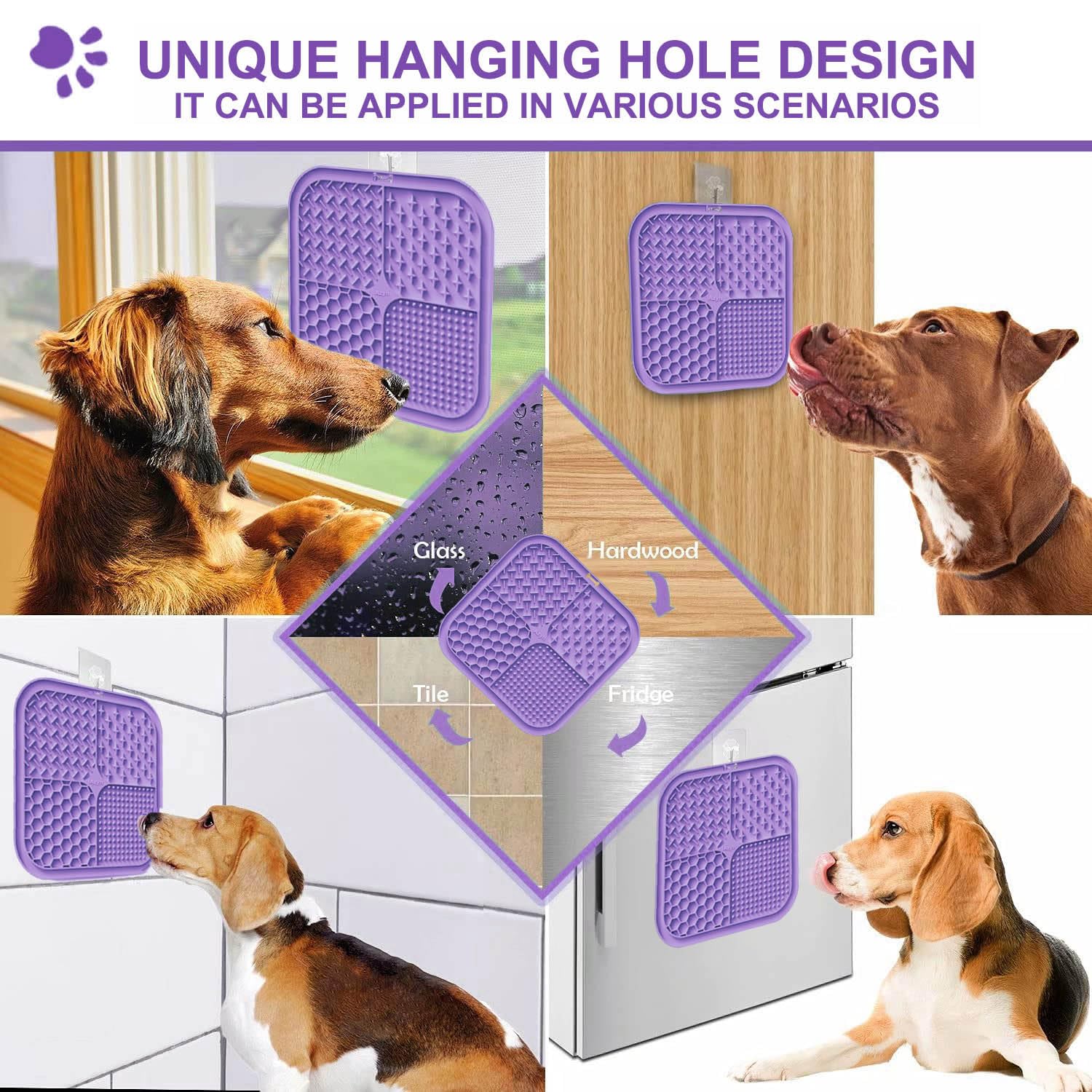 Azyh 2 Pcs Licking Mat For Dogs & Cats With Suction Cups, Dog Slow Feeder Lick Pat For Anxiety Relief, Dog Toys Feeding Mat For