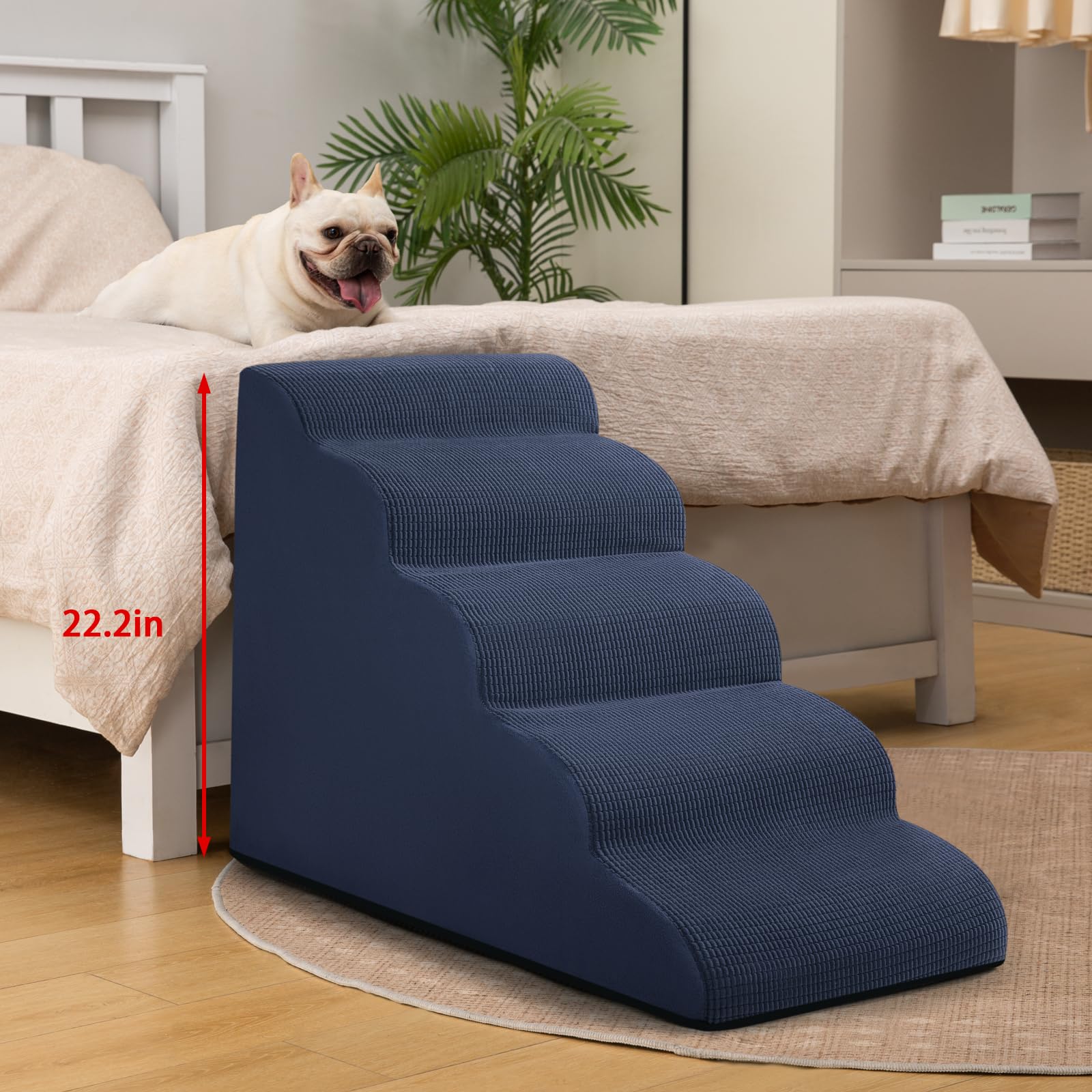 Aodisman 5-Step Dog Stairs & Ramp, Non-Slip Foam Pet Steps, 22.2" H, Blue