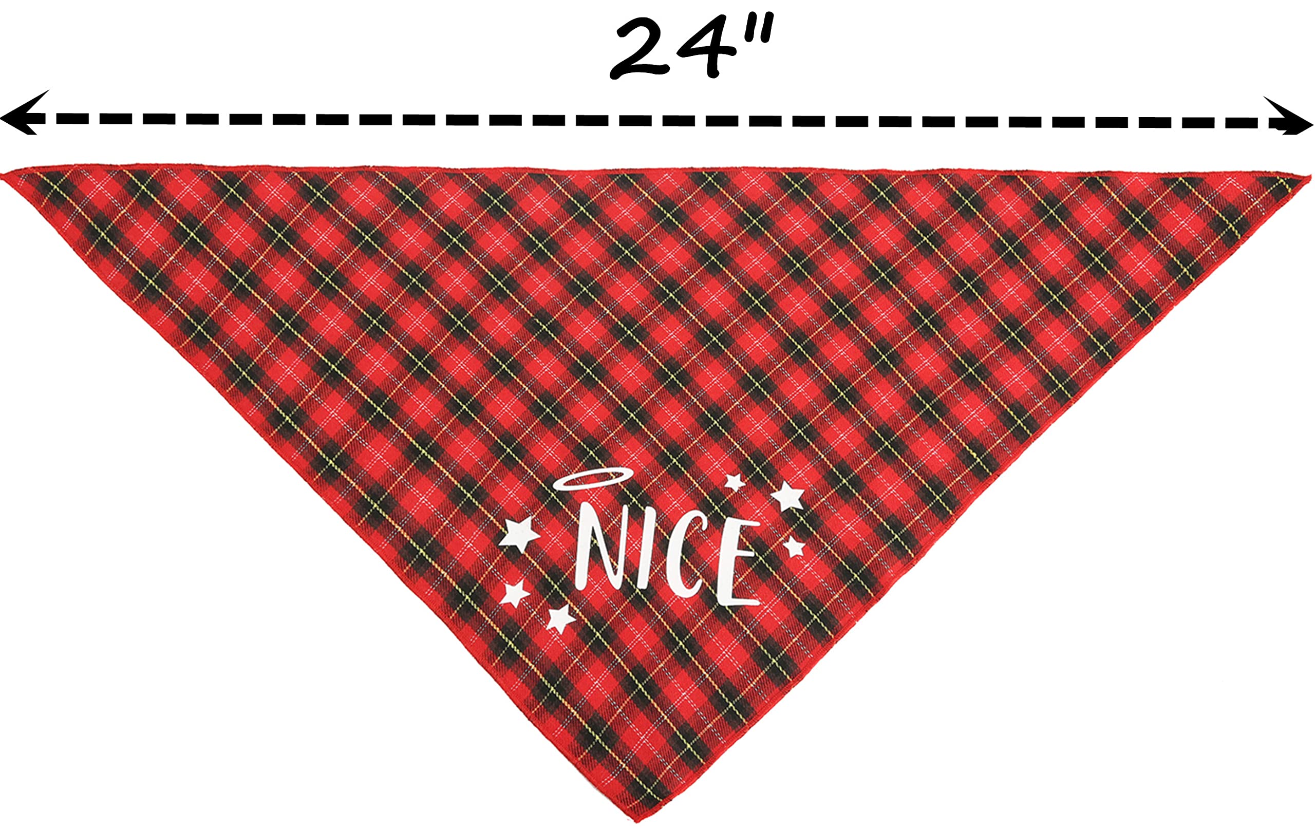 PICKUPIK Naughty Nice Dog Bandana 2 Pack, Reversible Cotton Christmas Scarf for Small/Medium/Large Dogs, Green/Red