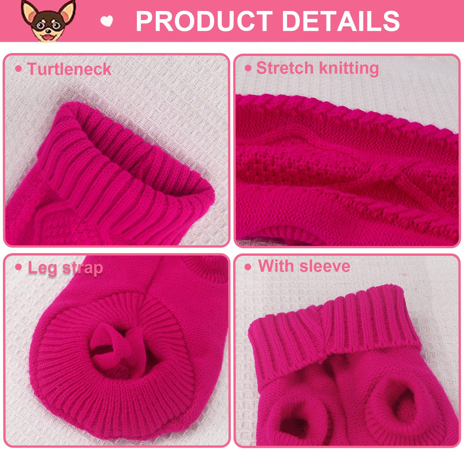 2 Pieces Dog Sweaters Dog Sweater For Small Dogs Girl Winter Warm Doggie Knitted Clothes Cute Puppy Clothes For Chihuahua Teacup