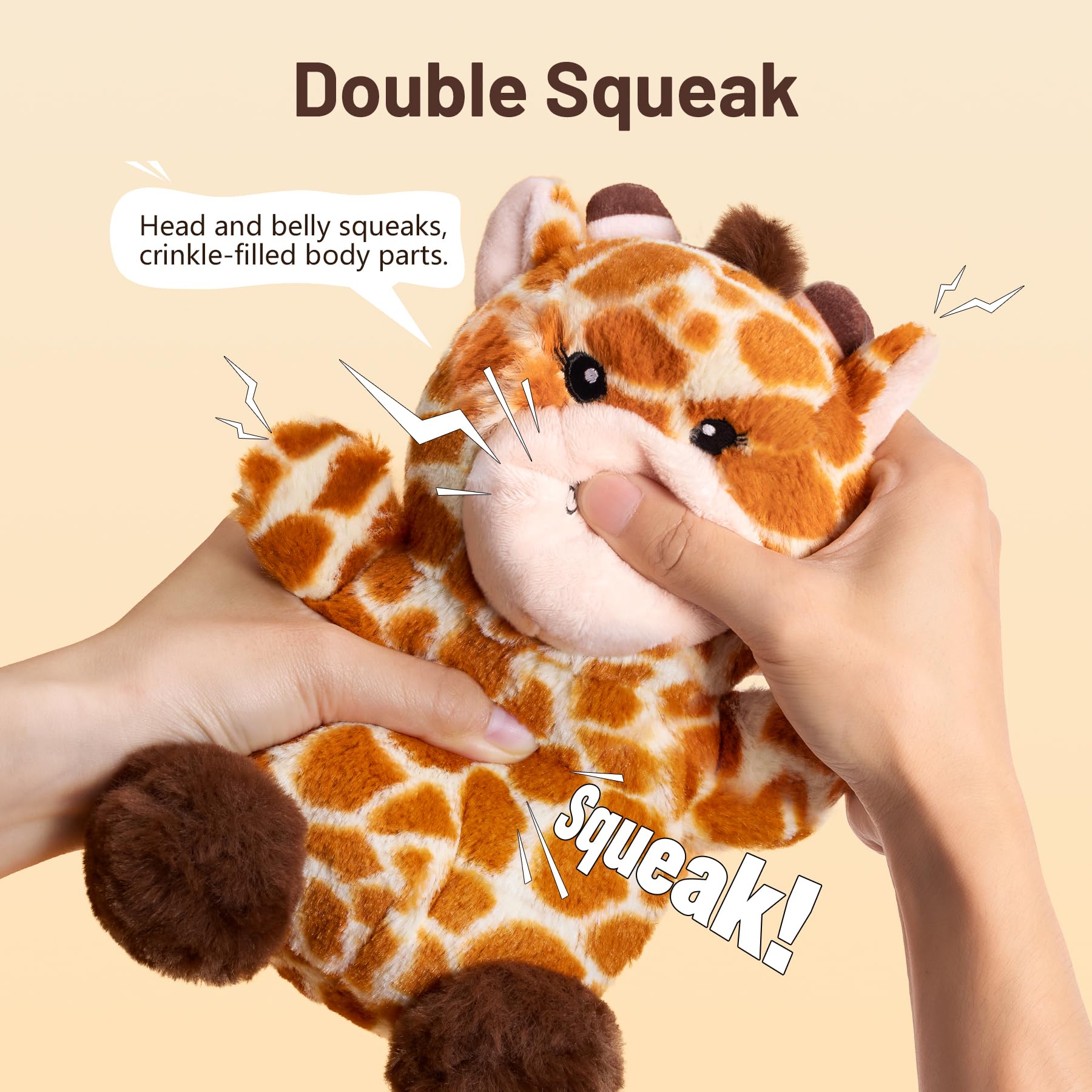 Squeaky Dog Toys For Small Dogs - Plush Giraffe Puppy Toy With Crinkle Paper & Double Squeakers, Durable Chew Toy For Puppies An
