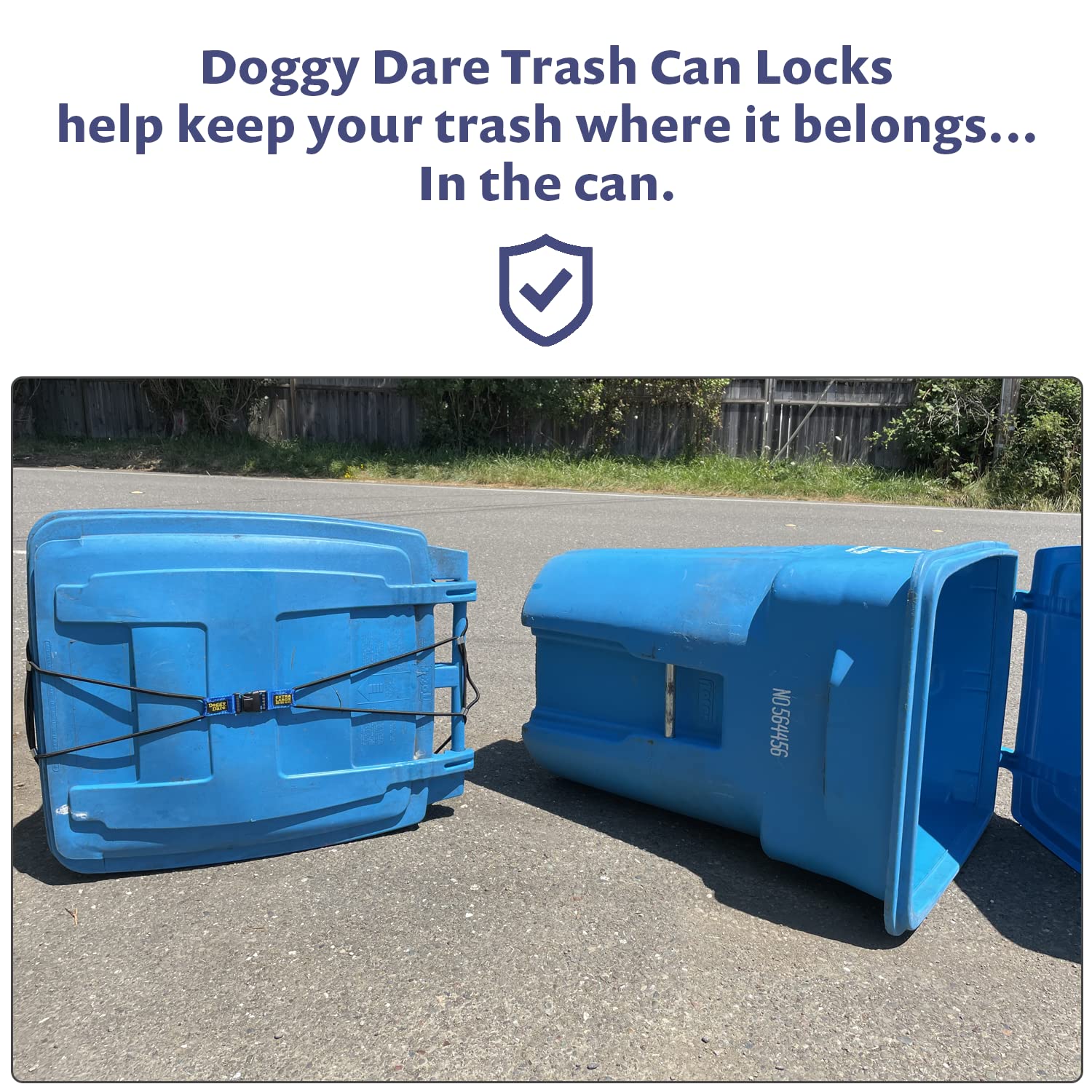 Doggy Dare Trash Can Lock - Large - Fits 45 Gallon Trash Cans - Perfect For Dogs, Raccoons, Opossums - Bungee Cord Design Makes Install Simple (Trash Can Not Included)