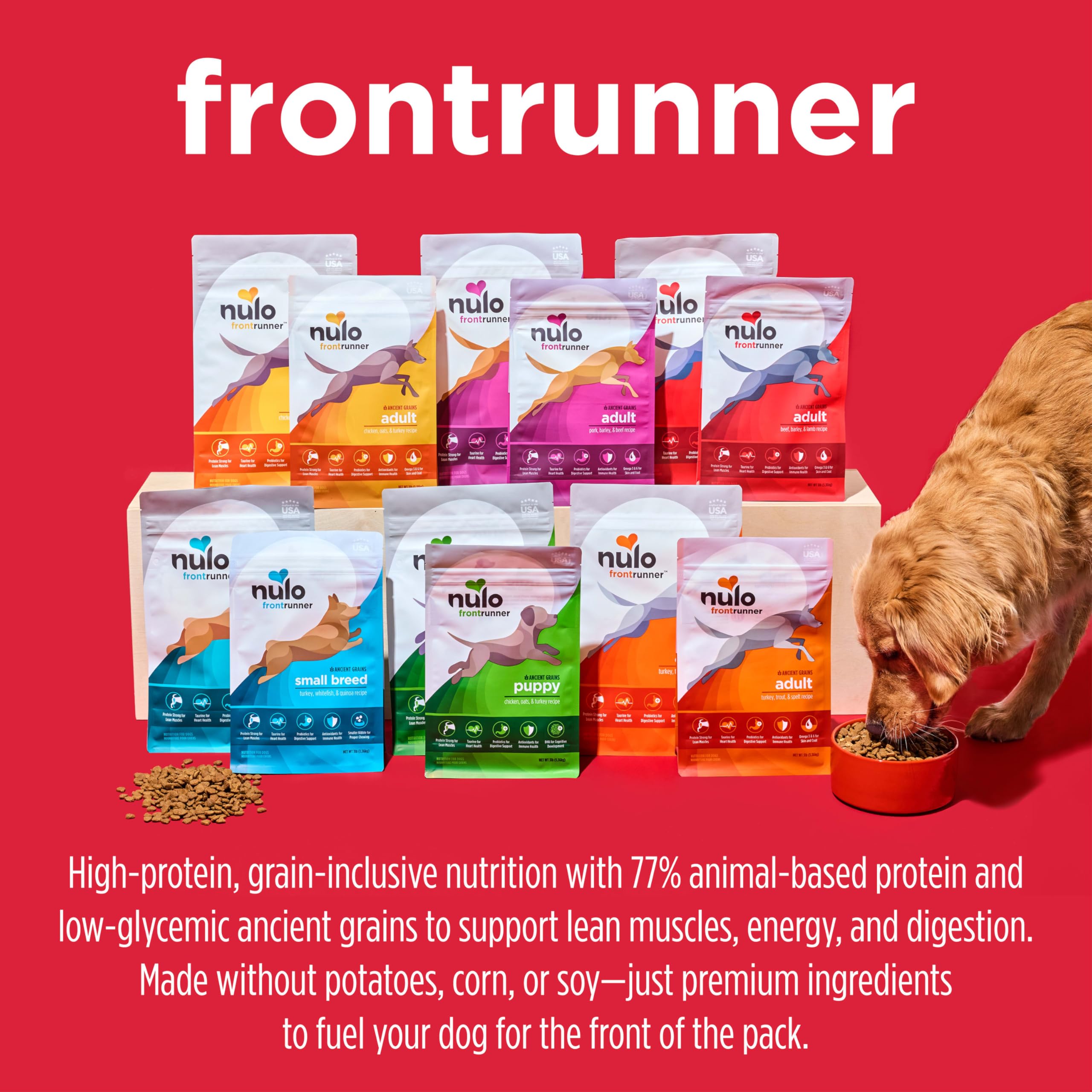Nulo Frontrunner Ancient Grains High-Protein Puppy Food, Chicken, Oats, & Turkey Recipe- Natural Dry Puppy Food with Probiotics,