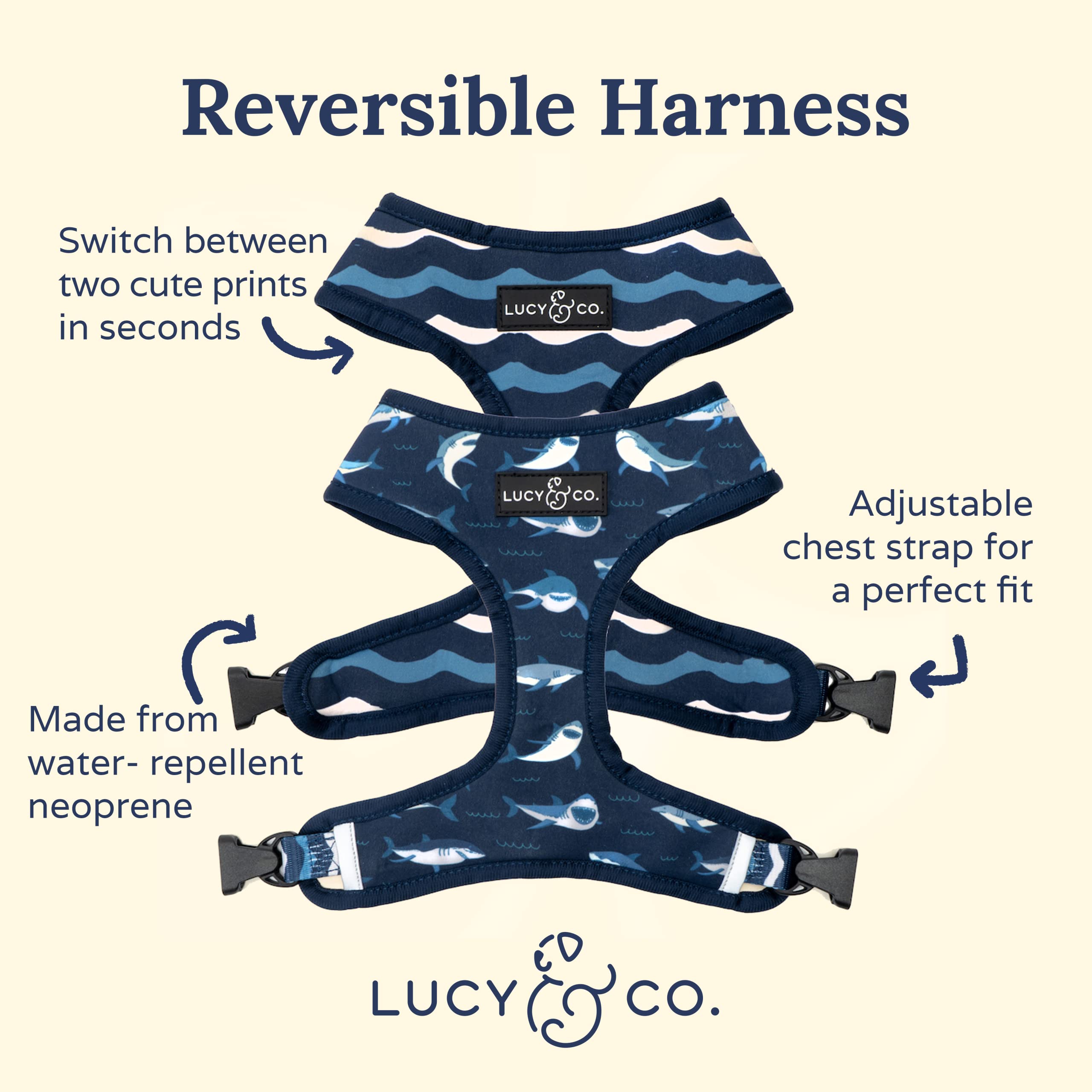 Reversible Dog Harness Walking Halter - Best Designer Pet Harnesses For Extra Small Medium Large Xl Dogs Plus Pug Breeds - Padde