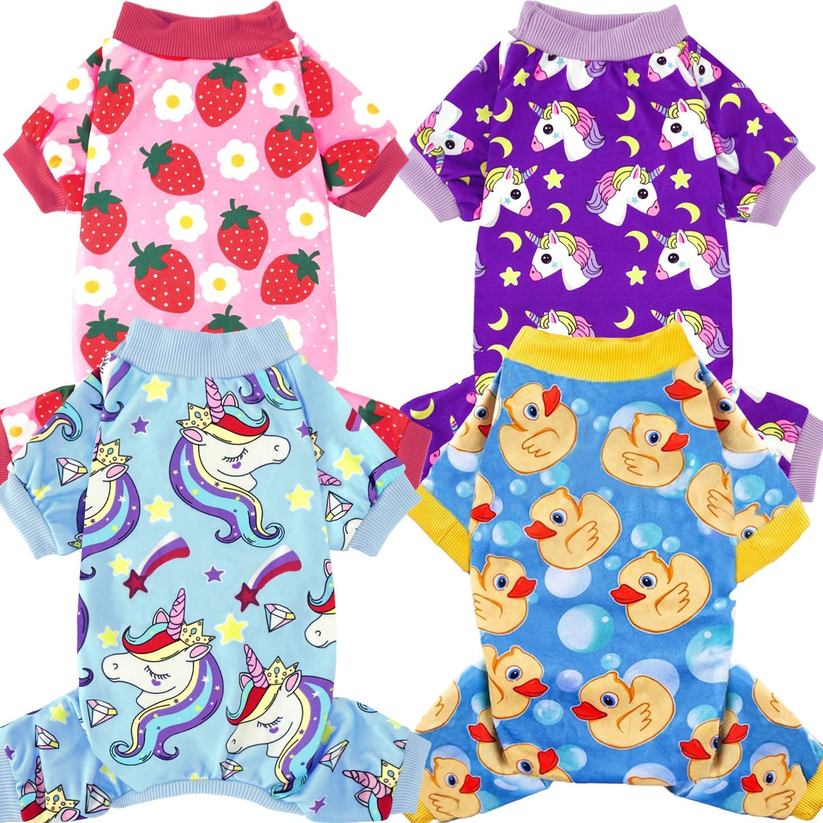 Xpudac 4 Pieces Dog Pajamas For Large Dogs Pjs Clothes Puppy Onesies Outfits For Doggie Christmas Shirts Sleeper For Pet Cats Ja