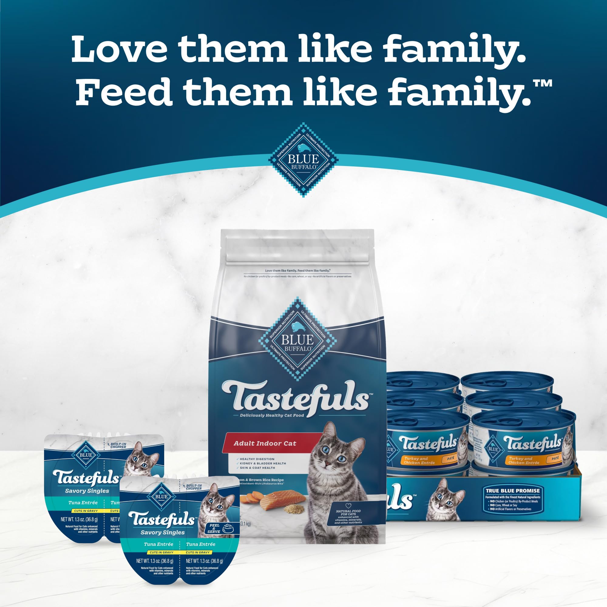 Blue Buffalo Tastefuls Adult Dry Cat Food Indoor Cat Formula, Made in the USA with Natural Ingredients, Salmon Recipe, 7-lb. Bag