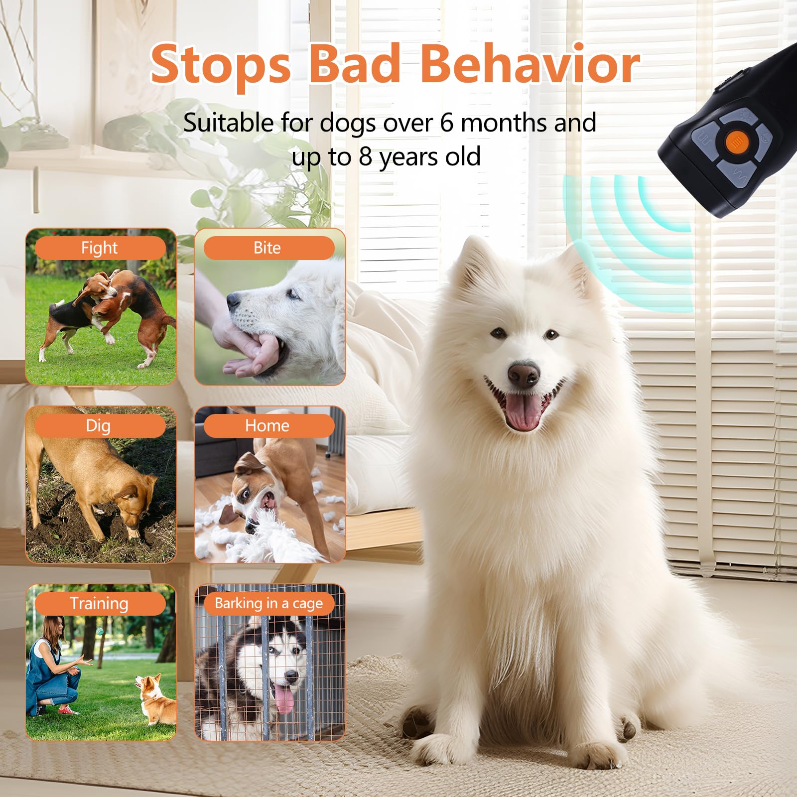 Zividodo Dog Bark Deterrent Devices, Rechargeable Anti Barking Device For Dogs, Train Your Pet To Stop Bad Behavior Without Hurt