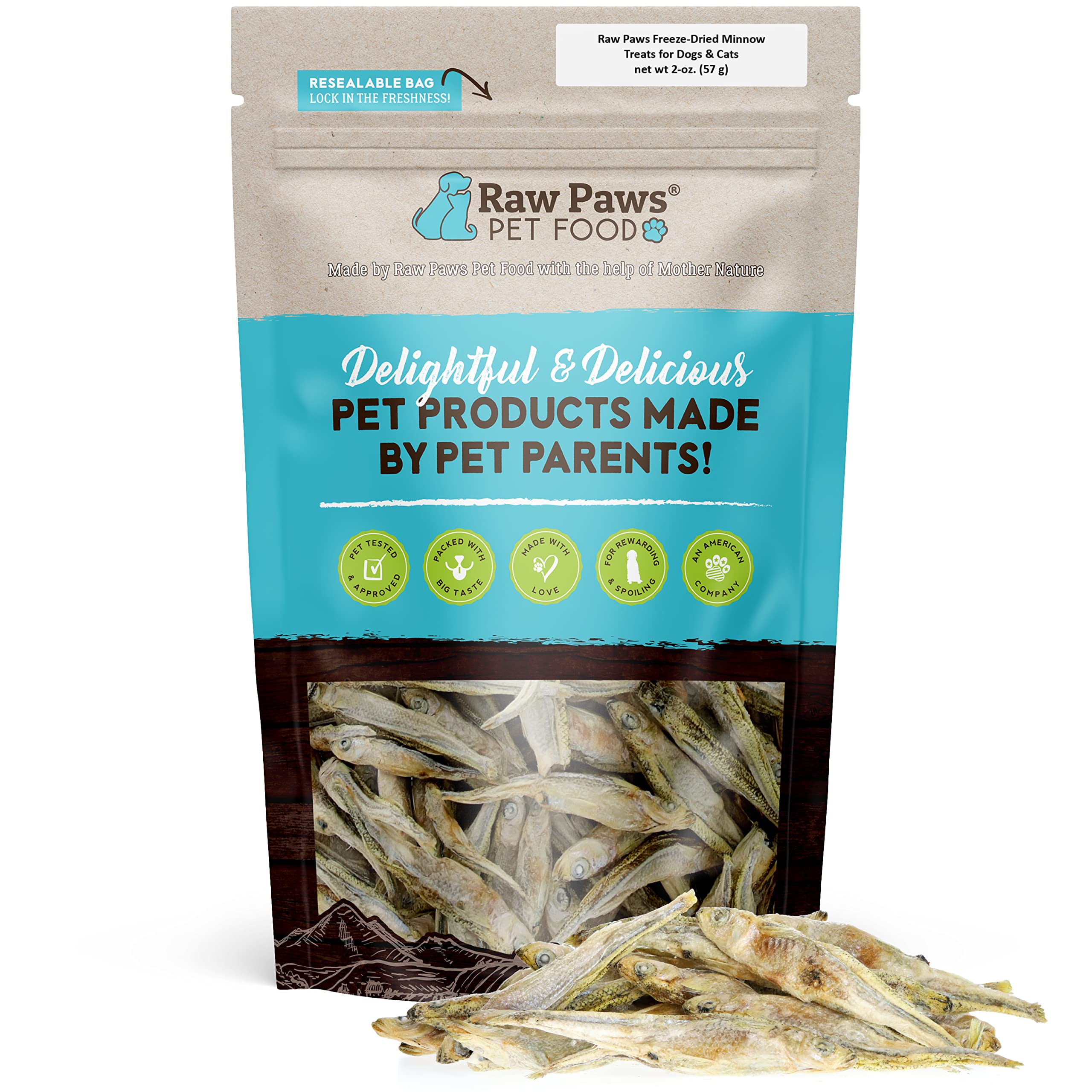 Raw Paws Smelt Freeze Dried Minnows for Cats & Dogs, 2-oz - Made in USA - Freeze Dried Fish for Cats - Single Ingredient Fish Do